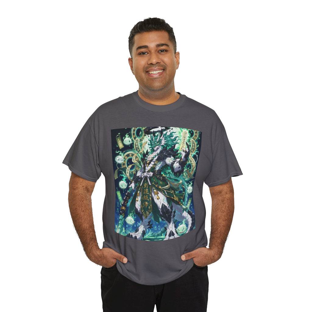 Mystic Forest Sorcerer T-Shirt | Fantasy Mage Illustration, Green Aura