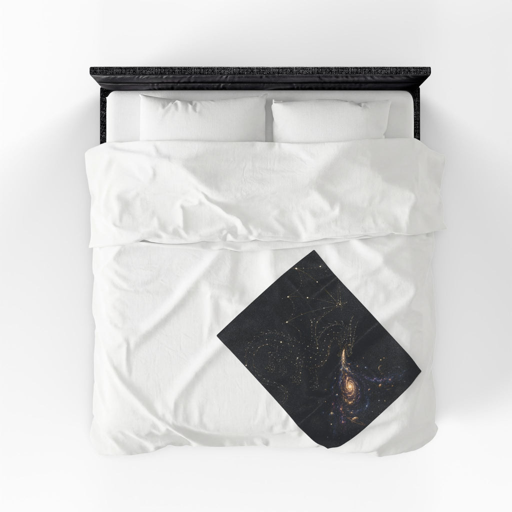 Galaxy Dragon Plush Blanket — Starry Constellation Velveteen Throw
