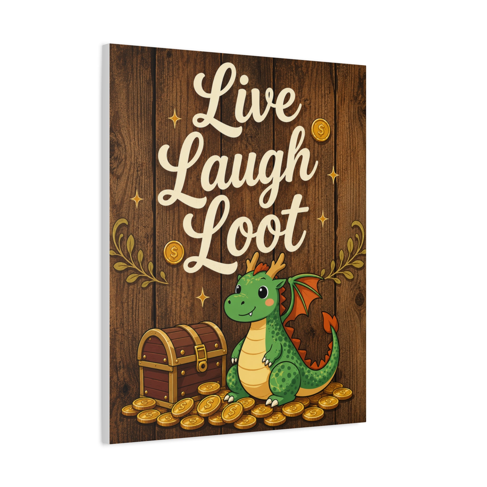 Live Laugh Loot Dragon Canvas