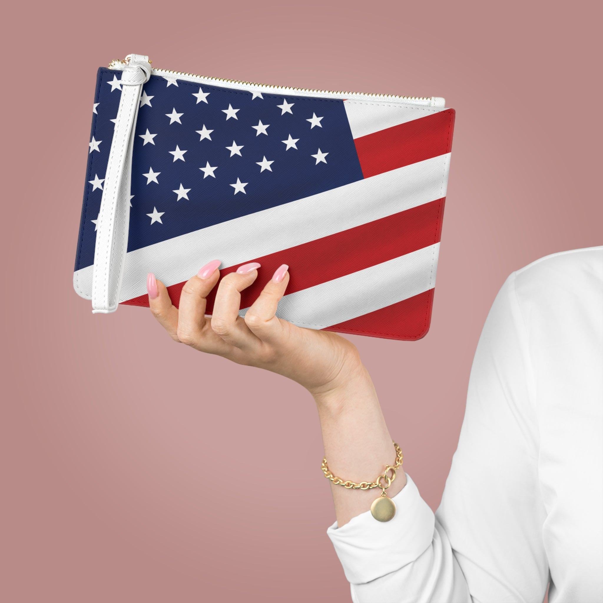 American Flag Clutch — Patriotic Wristlet Purse for 4th of July & Veterans Day