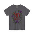 No Go Away T-Shirt | Gothic Purple Roses, Dark Floral Typography