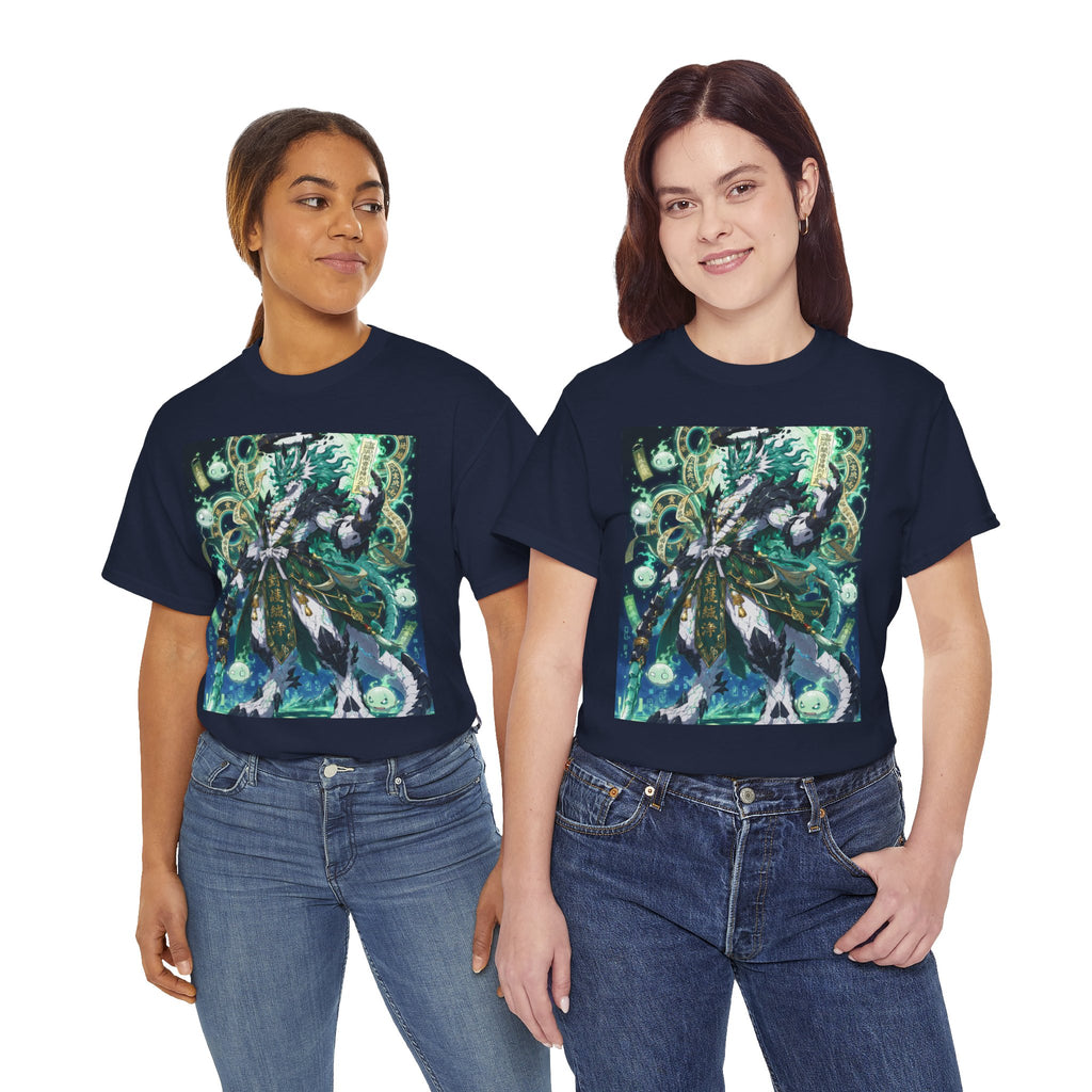 Mystic Forest Sorcerer T-Shirt | Fantasy Mage Illustration, Green Aura