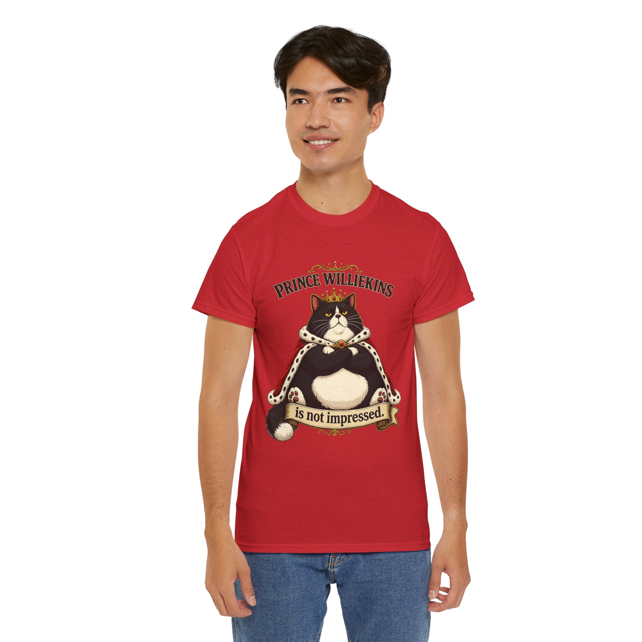 Cat T-Shirt — “Prince Williekins Is Not Impressed” Royal Cat Graphic Tee