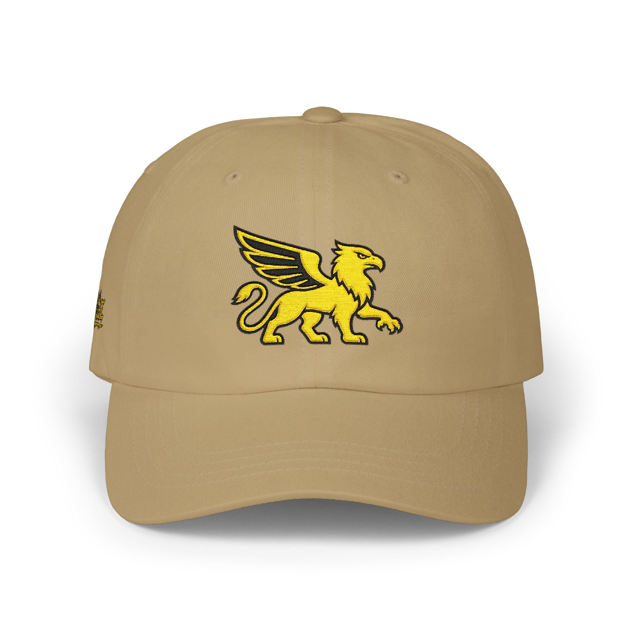 Golden Griffin Embroidered Cap | White Classic Dad Cap