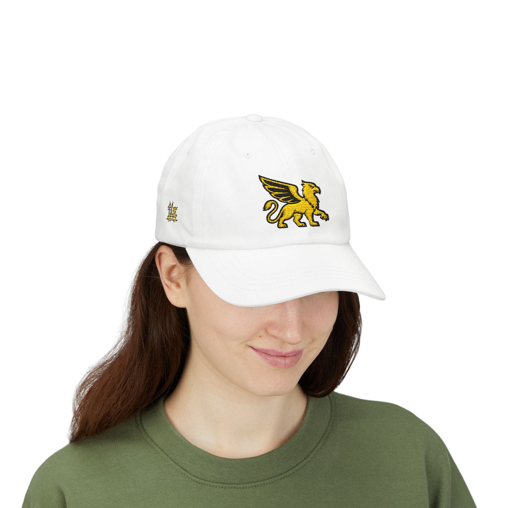 Golden Griffin Embroidered Cap | White Classic Dad Cap
