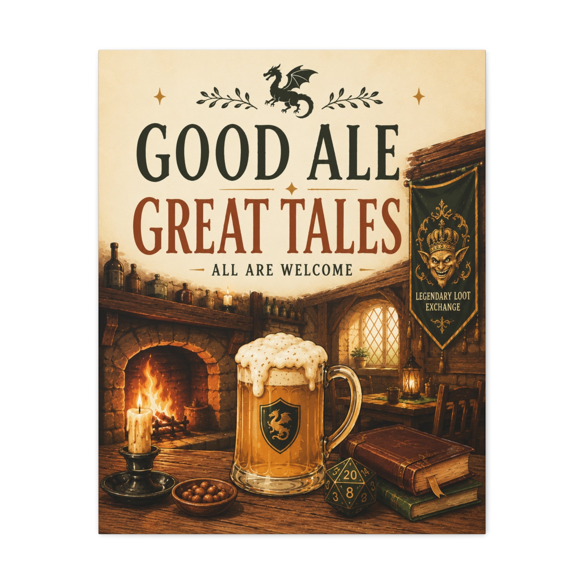 Good Ale Great Tales Canvas | Pub Fantasy Tavern Wall Art