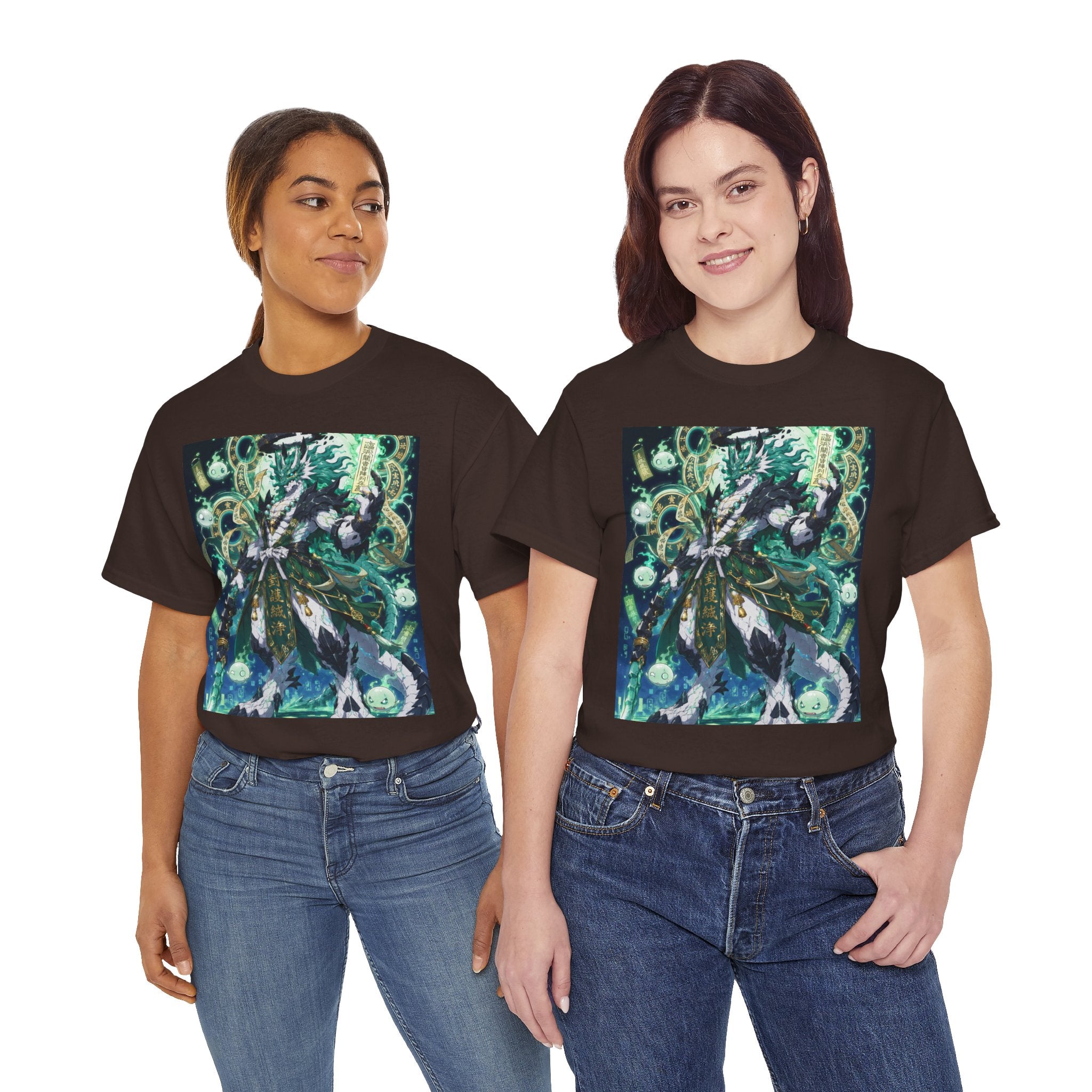 Mystic Forest Sorcerer T-Shirt | Fantasy Mage Illustration, Green Aura
