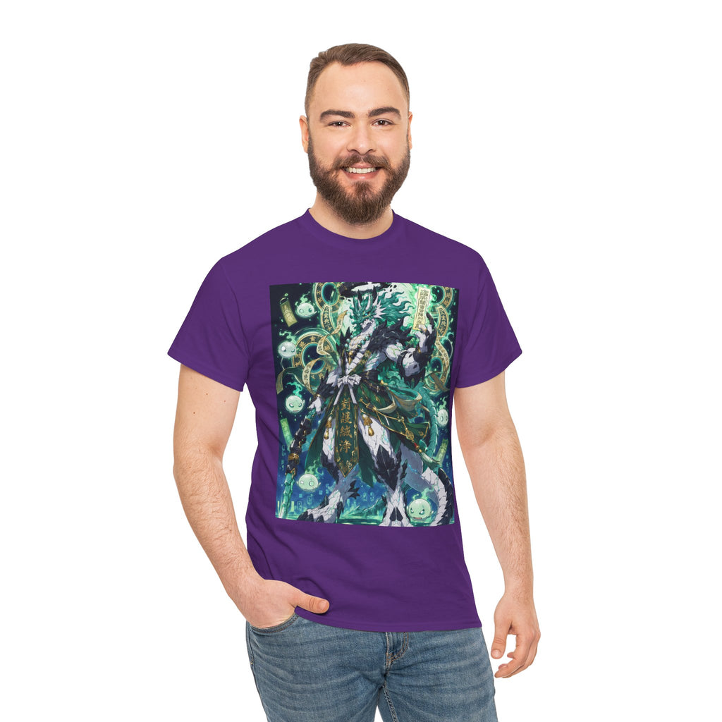 Mystic Forest Sorcerer T-Shirt | Fantasy Mage Illustration, Green Aura