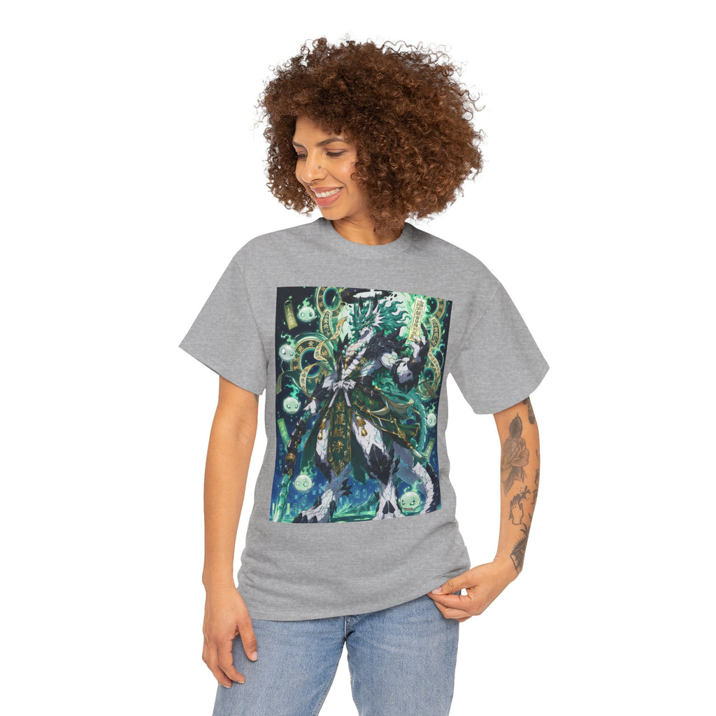 Mystic Forest Sorcerer T-Shirt | Fantasy Mage Illustration, Green Aura