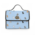Cute Cat Pattern Waterproof Canvas Bag | Light Blue Cat Print Handbag