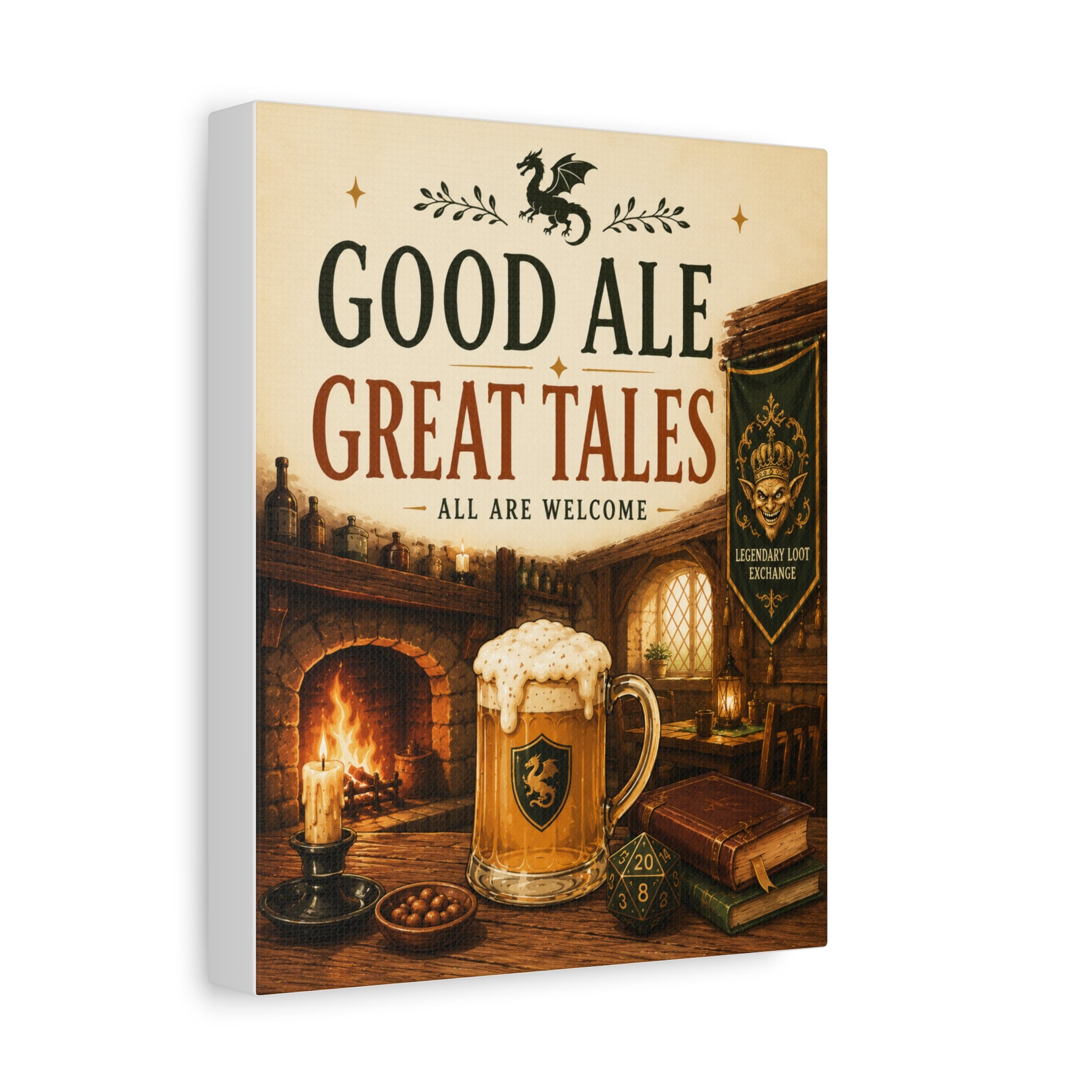 Good Ale Great Tales Canvas | Pub Fantasy Tavern Wall Art