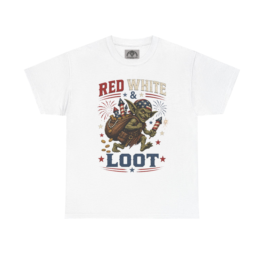 Red White & Loot Goblin Illustration Tee | Patriotic Fourth of July Shirt