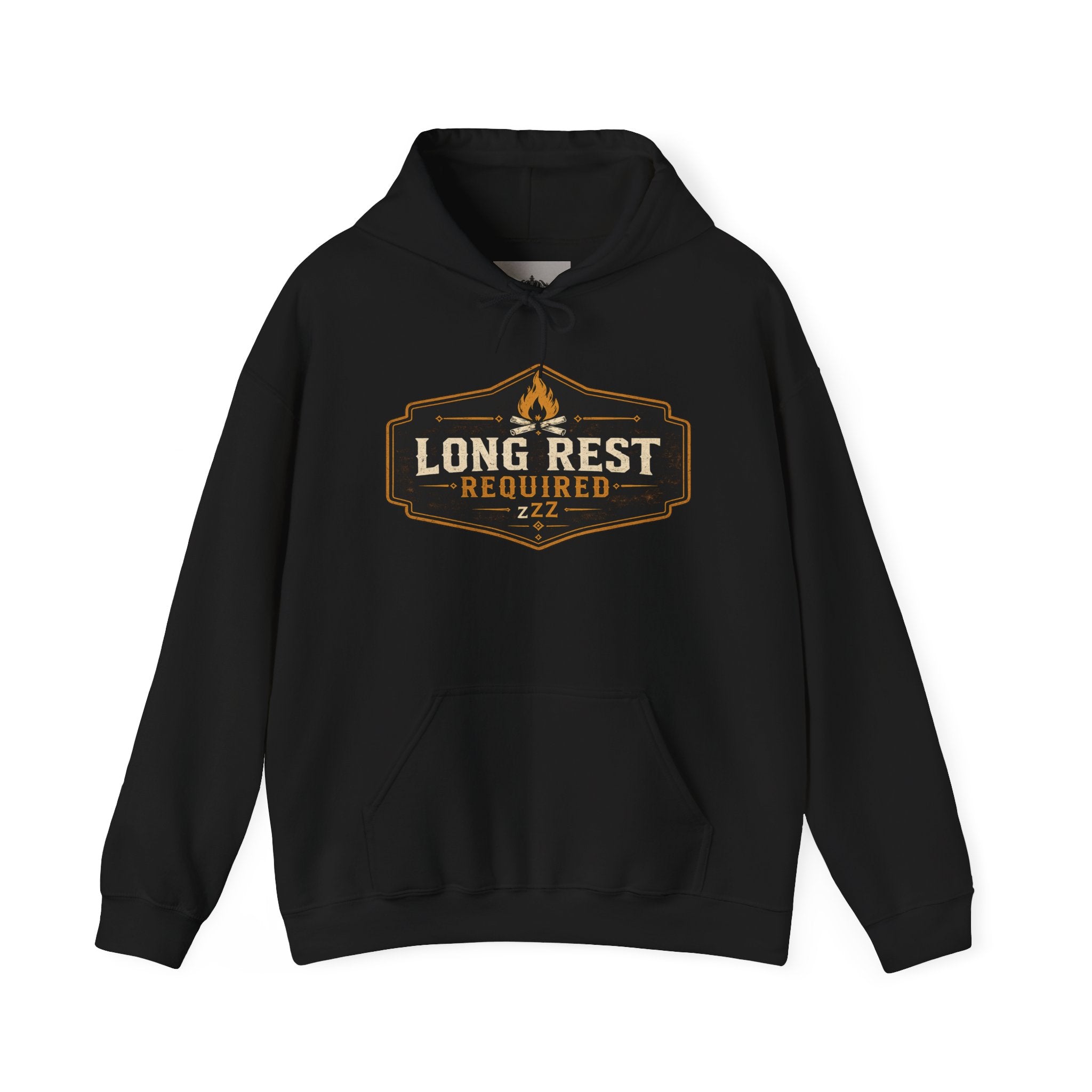 Long Rest Required Hoodie — Camping Campfire Graphic Pullover
