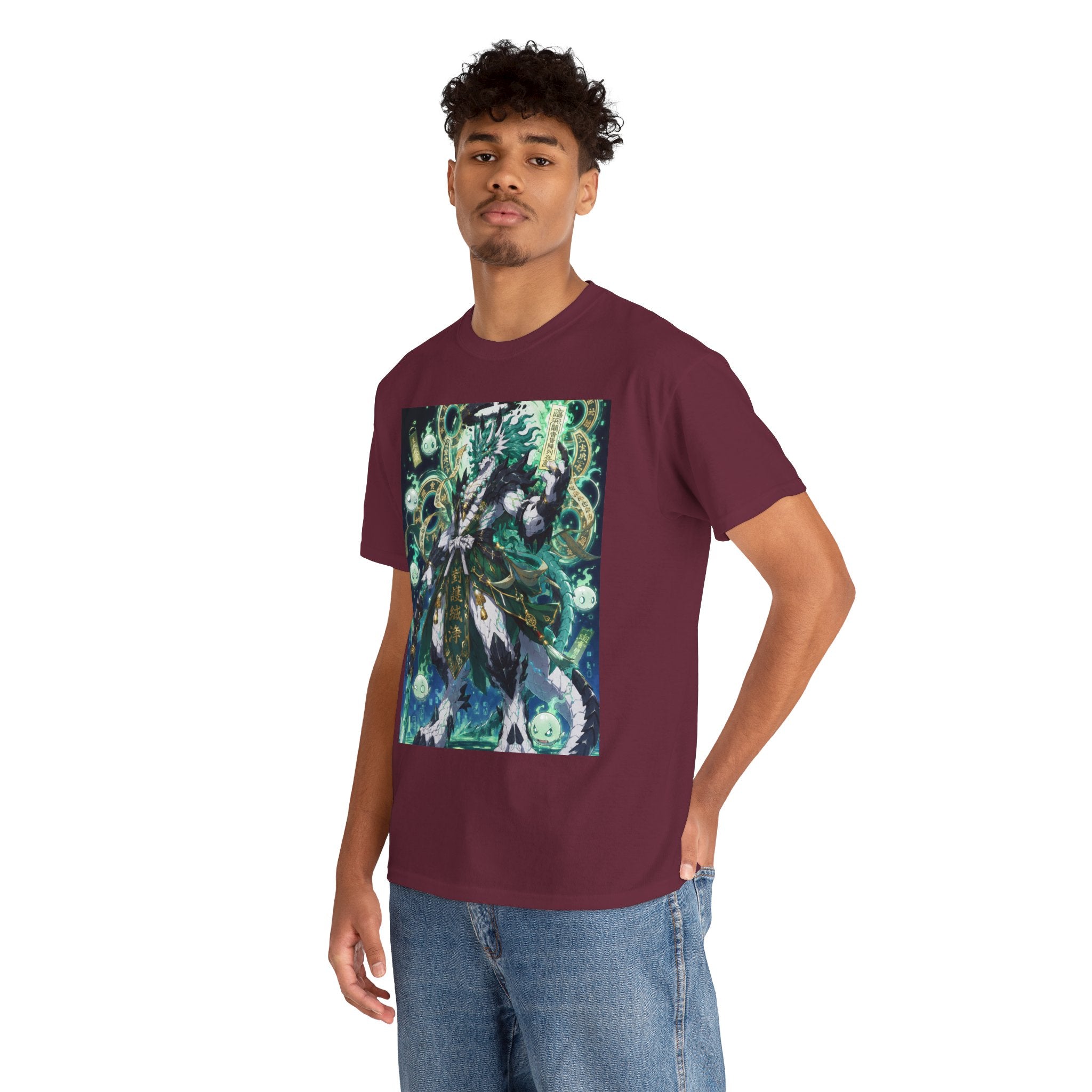 Mystic Forest Sorcerer T-Shirt | Fantasy Mage Illustration, Green Aura