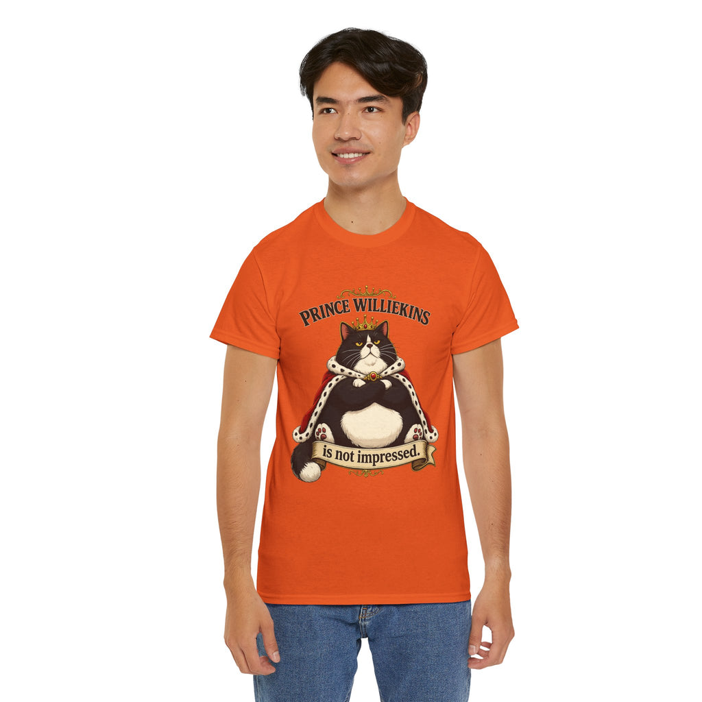 Cat T-Shirt — “Prince Williekins Is Not Impressed” Royal Cat Graphic Tee