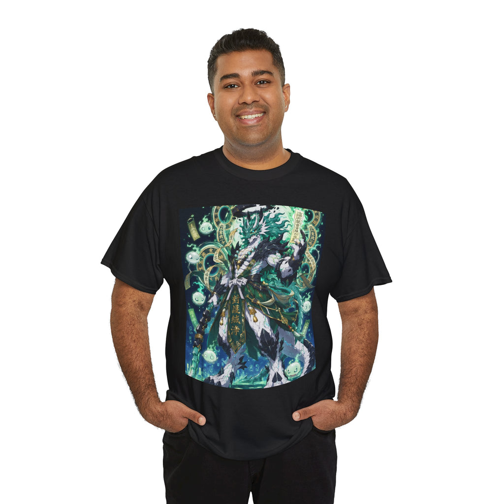 Mystic Forest Sorcerer T-Shirt | Fantasy Mage Illustration, Green Aura