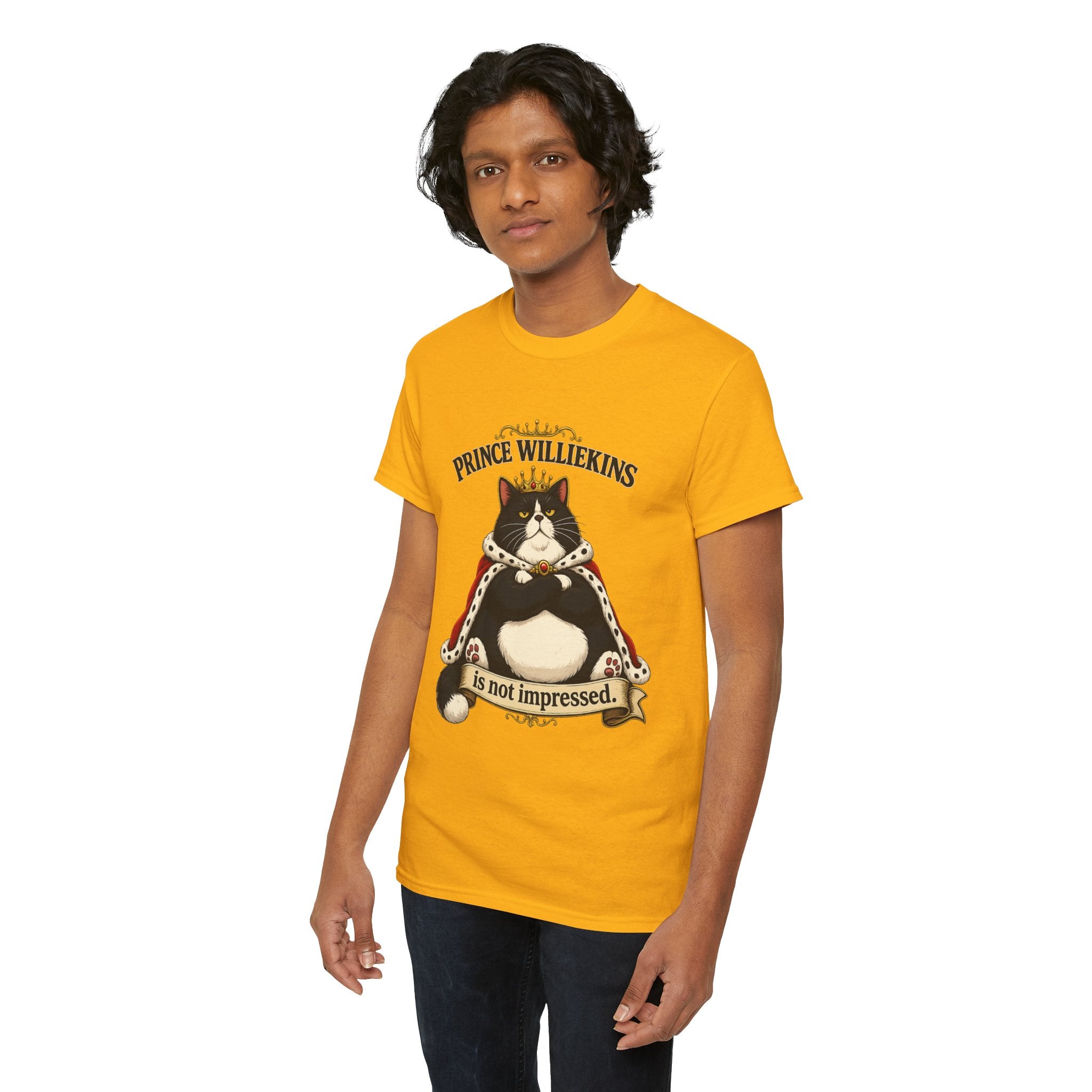 Cat T-Shirt — “Prince Williekins Is Not Impressed” Royal Cat Graphic Tee