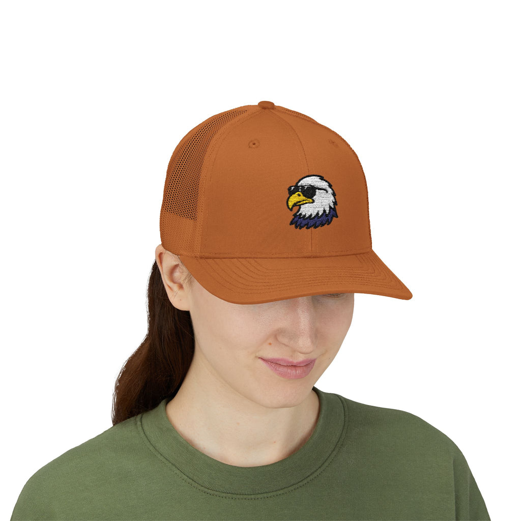 Eagle Head Embroidered Snapback Trucker Cap — Patriotic Mesh Baseball Hat