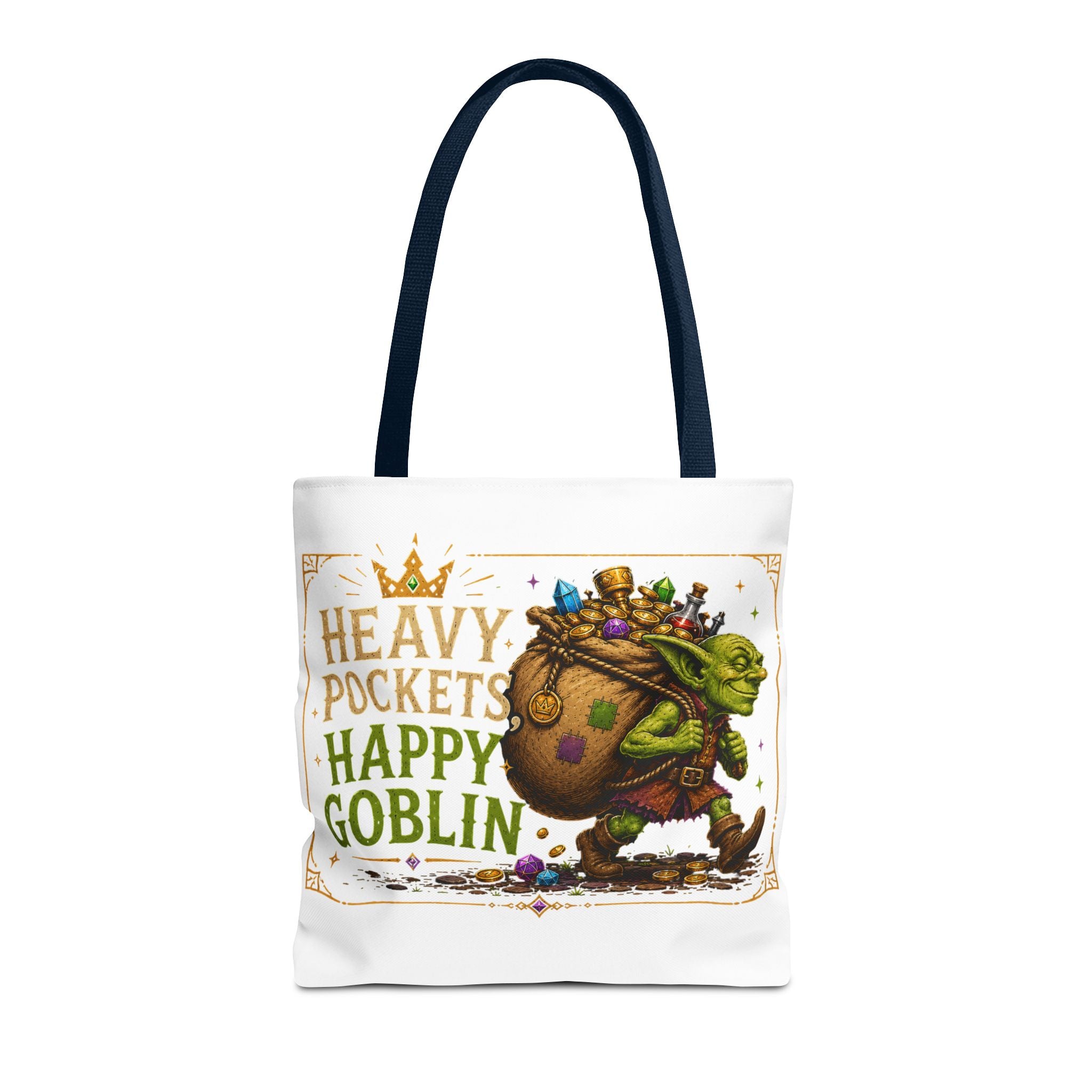 Heavy Pockets Happy Goblin Tote Bag — Fantasy Goblin Illustration Reusable Shopper