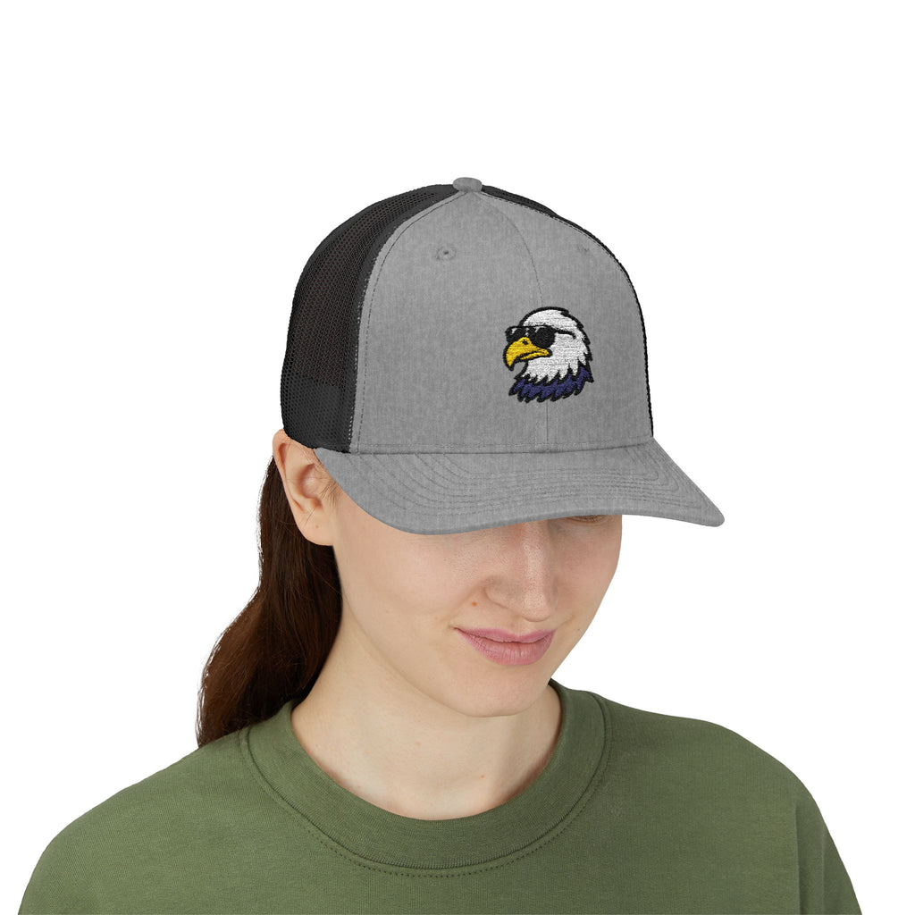 Eagle Head Embroidered Snapback Trucker Cap — Patriotic Mesh Baseball Hat