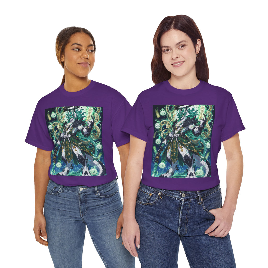 Mystic Forest Sorcerer T-Shirt | Fantasy Mage Illustration, Green Aura