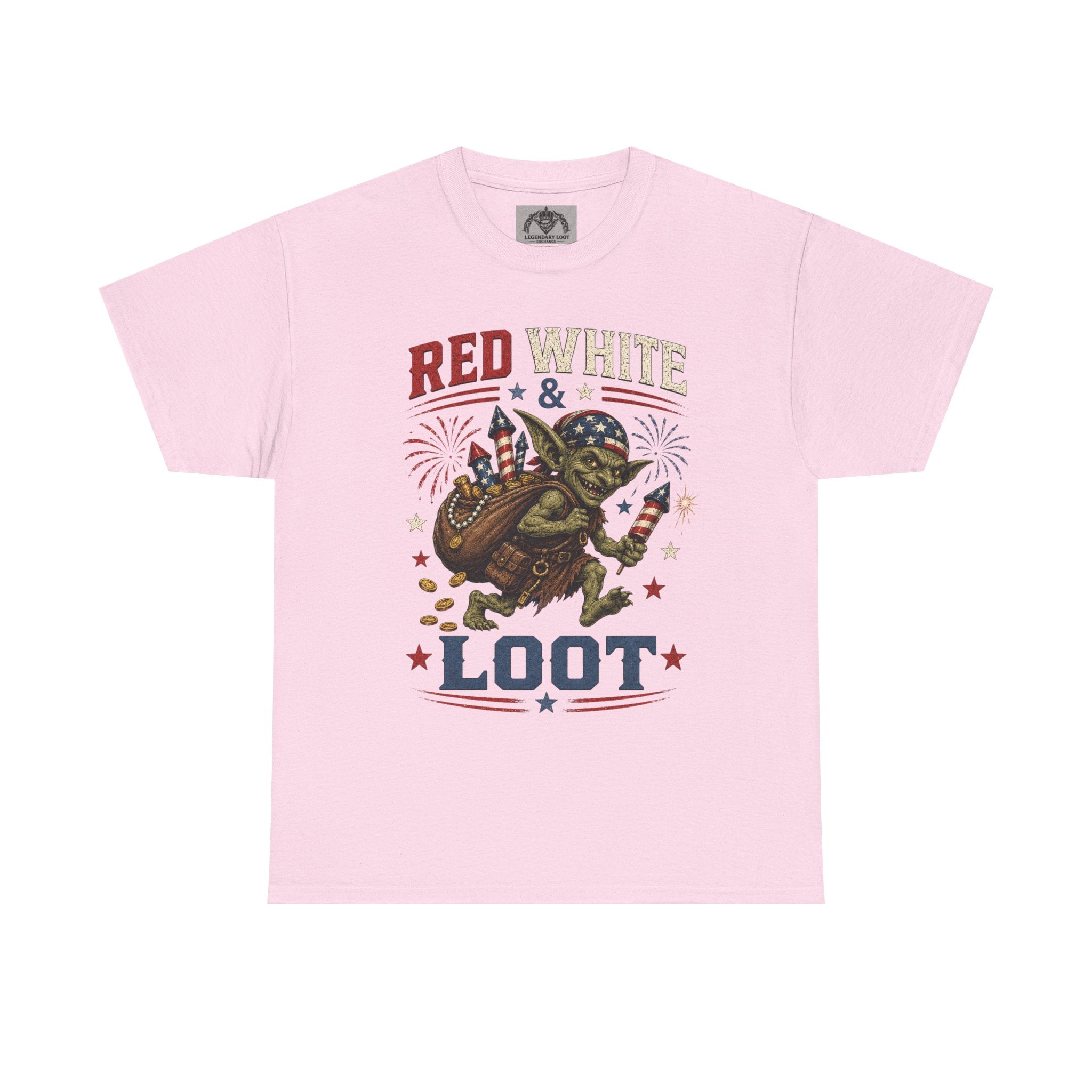 Red White & Loot Goblin Illustration Tee | Patriotic Fourth of July Shirt