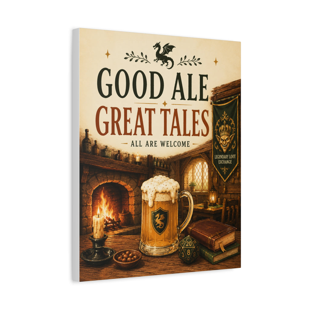 Good Ale Great Tales Canvas | Pub Fantasy Tavern Wall Art