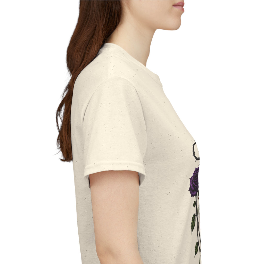 No Go Away T-Shirt | Gothic Purple Roses, Dark Floral Typography
