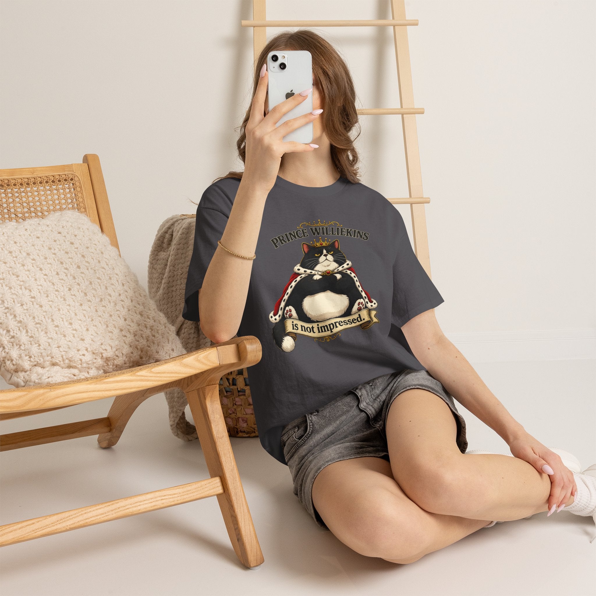 Cat T-Shirt — “Prince Williekins Is Not Impressed” Royal Cat Graphic Tee