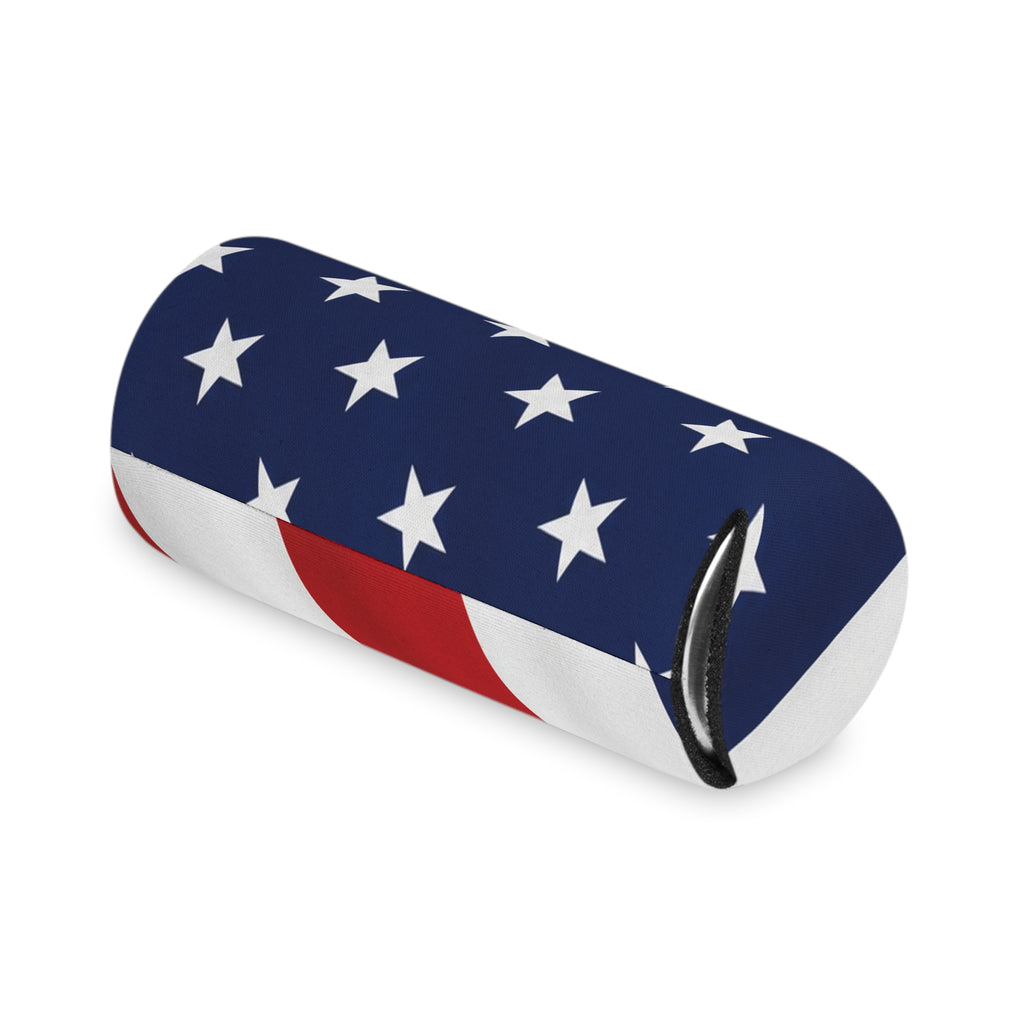 American Flag Can Cooler - Patriotic Red White Blue Star & Stripe Koozie