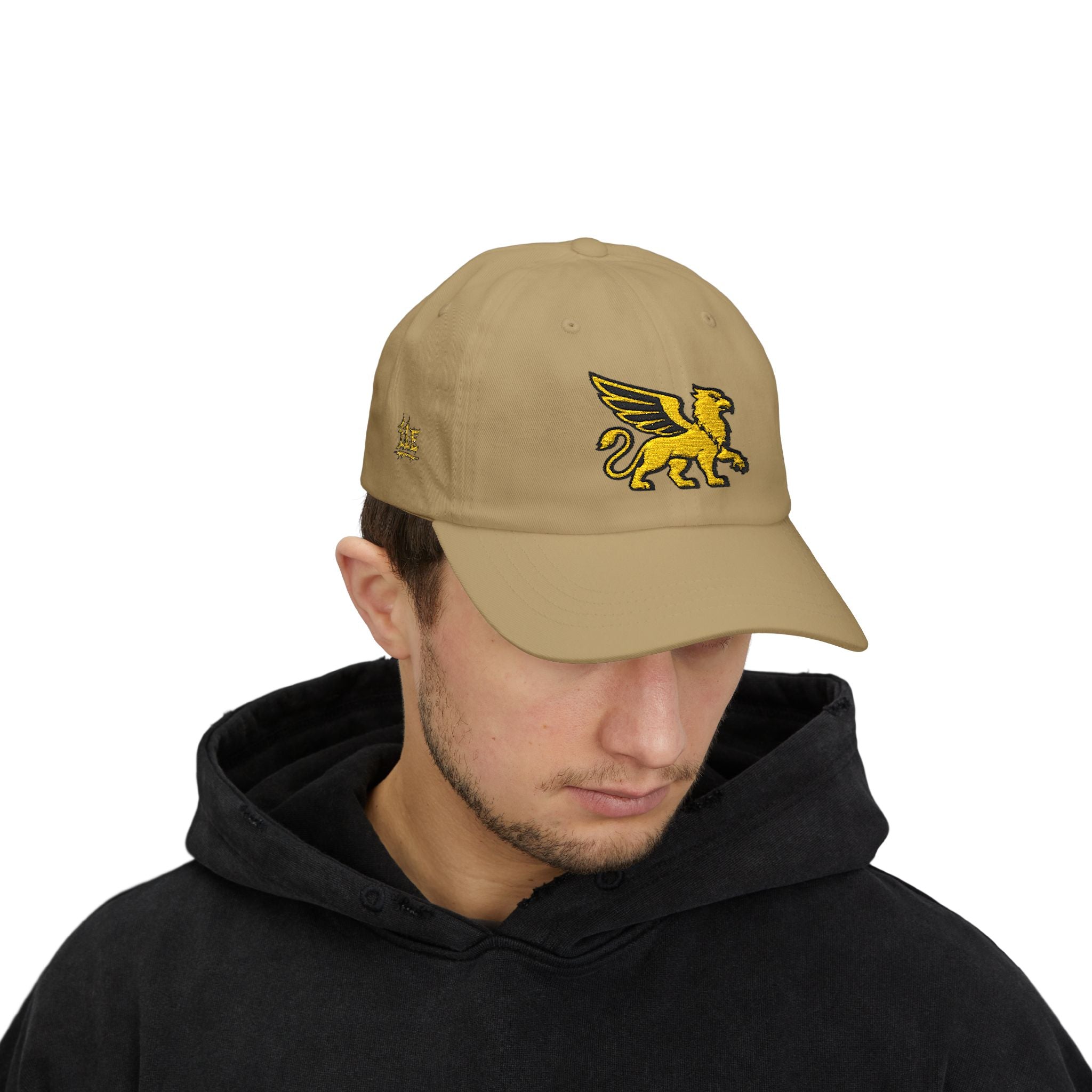 Golden Griffin Embroidered Cap | White Classic Dad Cap