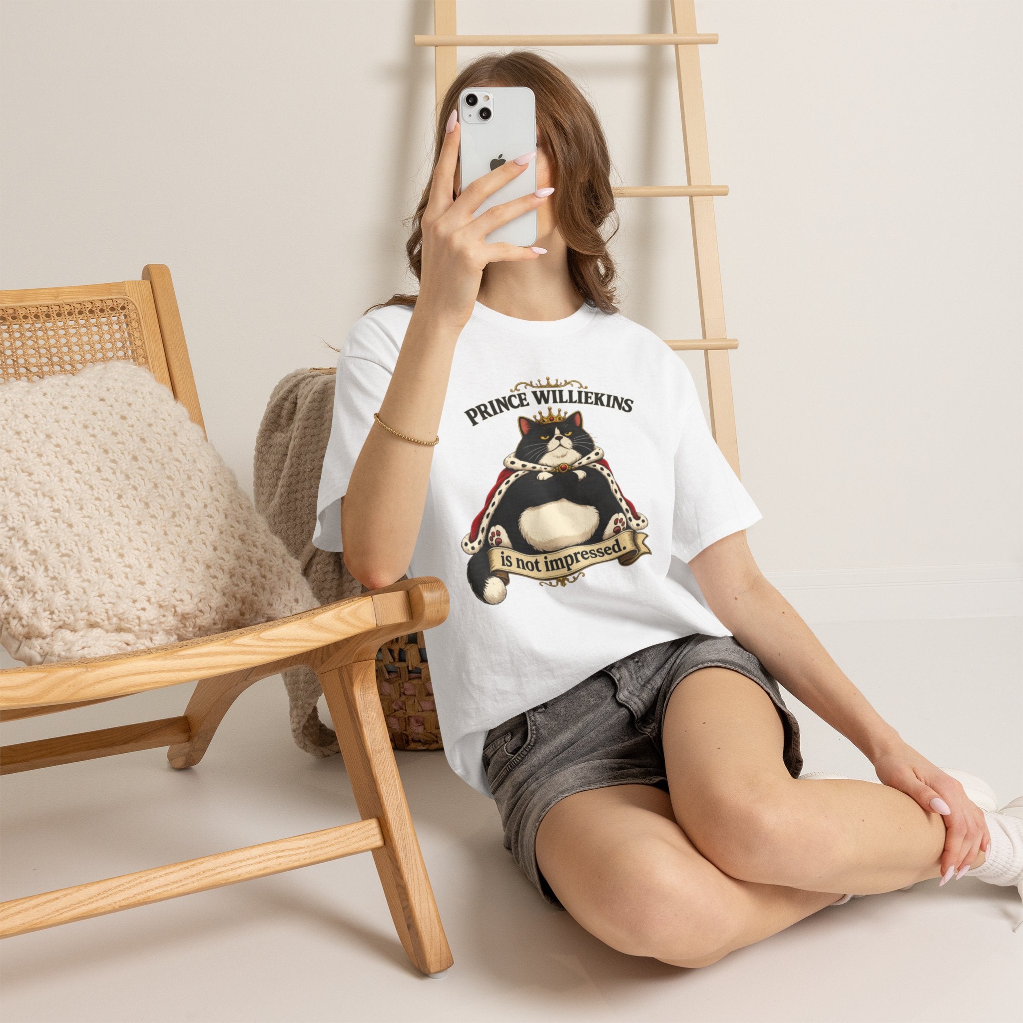 Cat T-Shirt — “Prince Williekins Is Not Impressed” Royal Cat Graphic Tee
