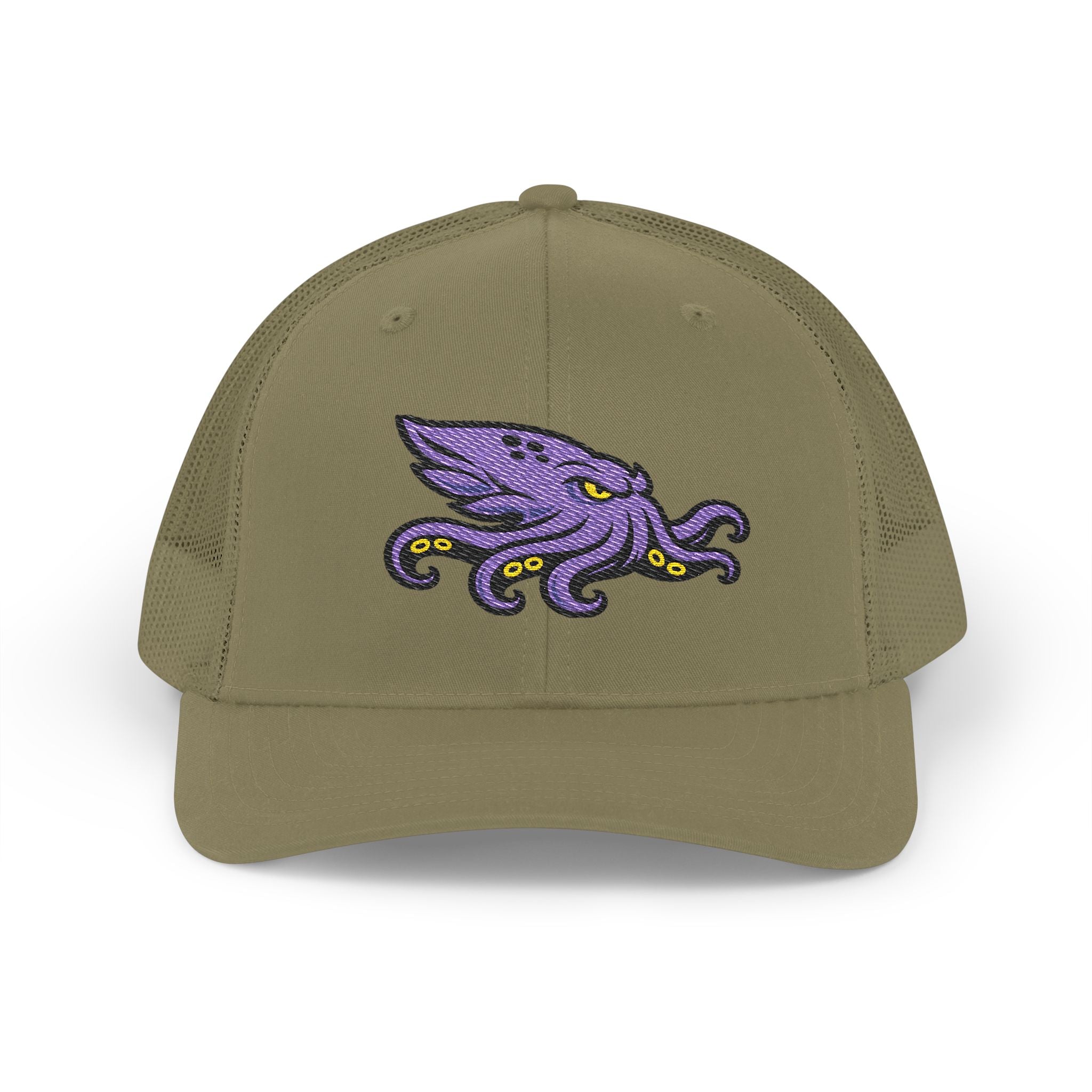 Purple Kraken Embroidered Snapback Trucker Cap | Nautical Sea Creature /Kraken