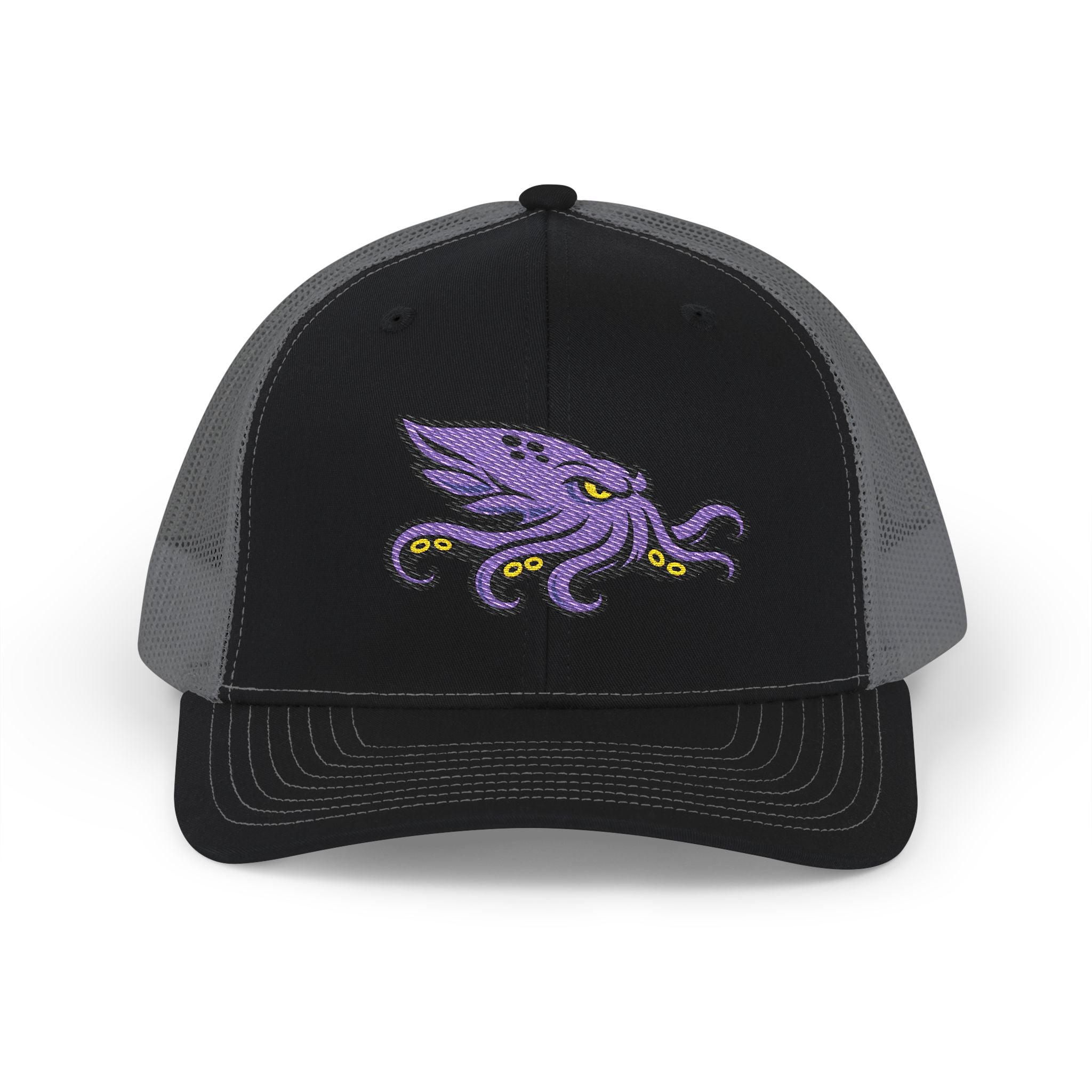 Purple Kraken Embroidered Snapback Trucker Cap | Nautical Sea Creature /Kraken
