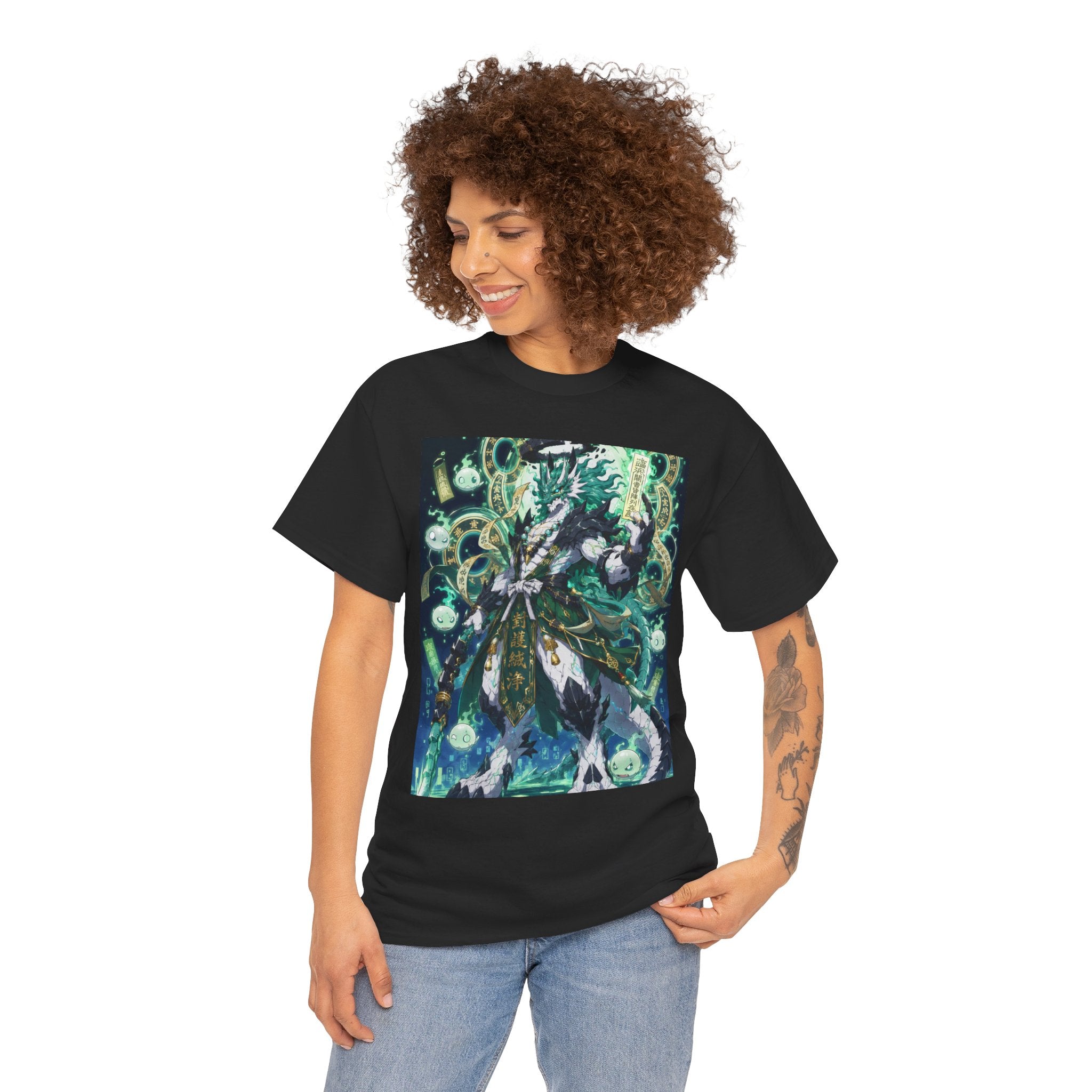 Mystic Forest Sorcerer T-Shirt | Fantasy Mage Illustration, Green Aura