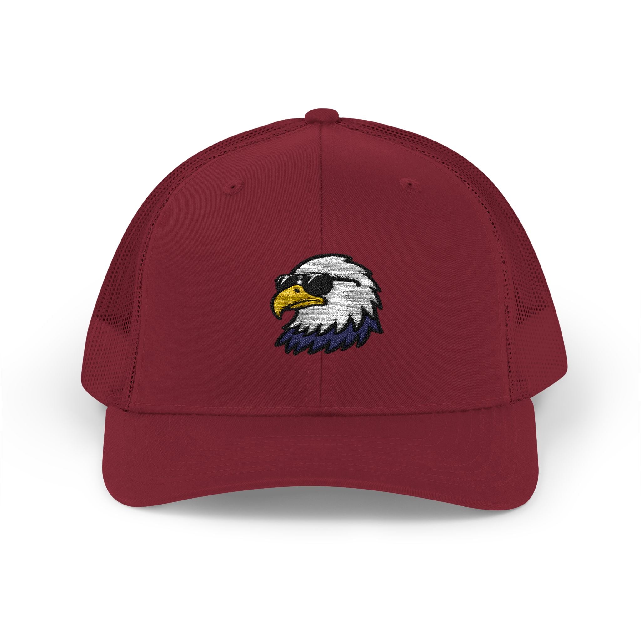 Eagle Head Embroidered Snapback Trucker Cap — Patriotic Mesh Baseball Hat