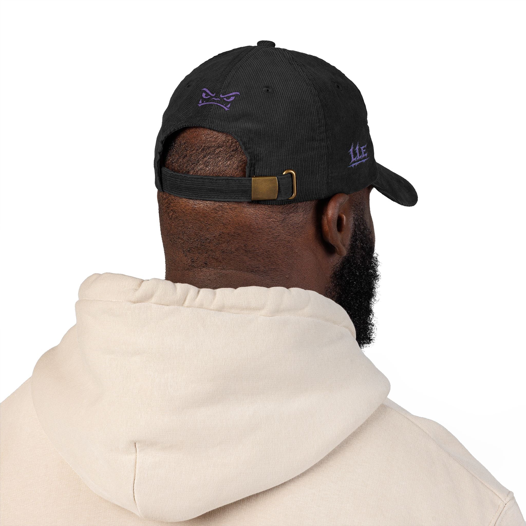 Vintage Corduroy Baseball Cap — Embroidered Purple Dino Skull