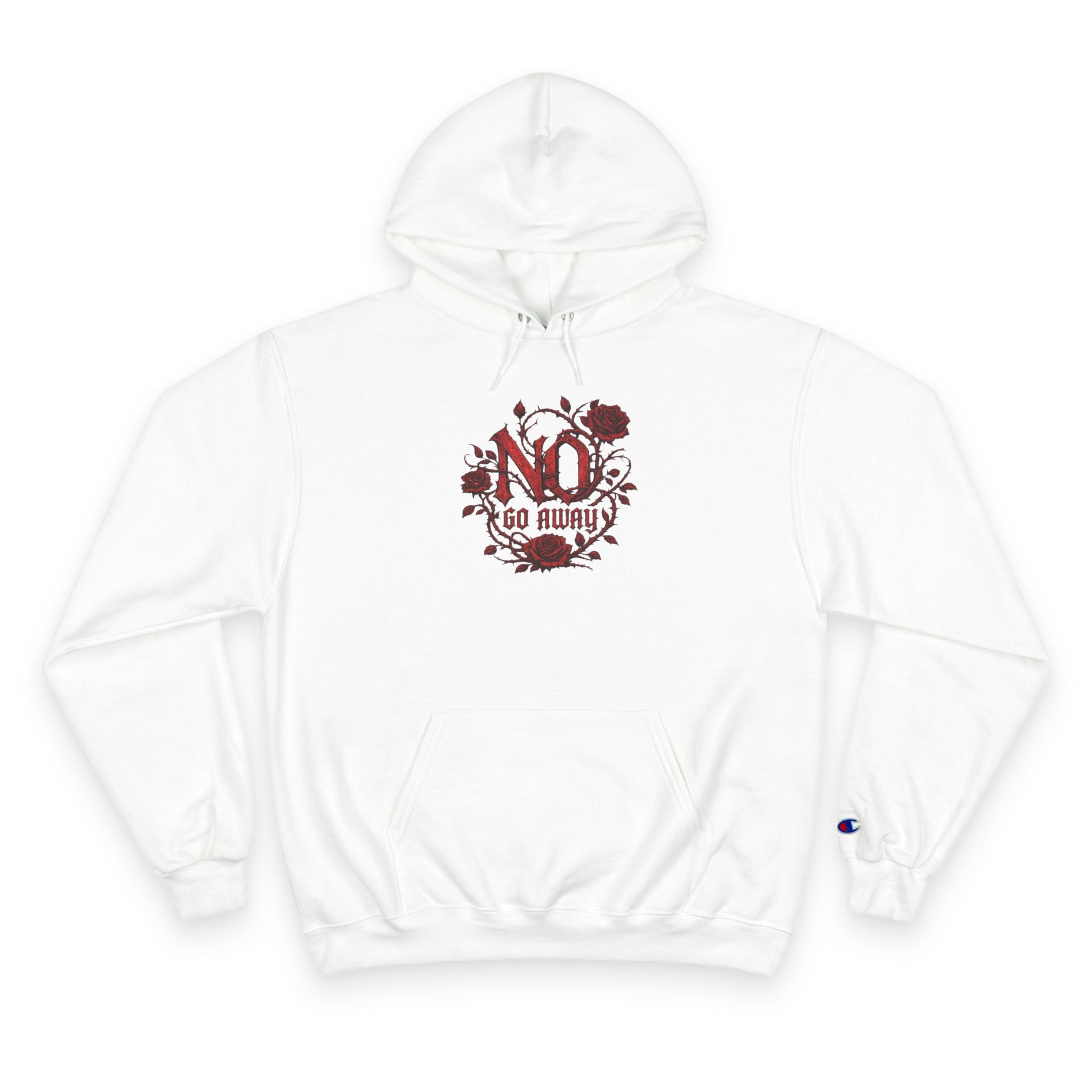 Gothic Go Away Champion Hoodie | Dark Floral Hoodie | Alternative Streetwear | Emo Goth Hoodie