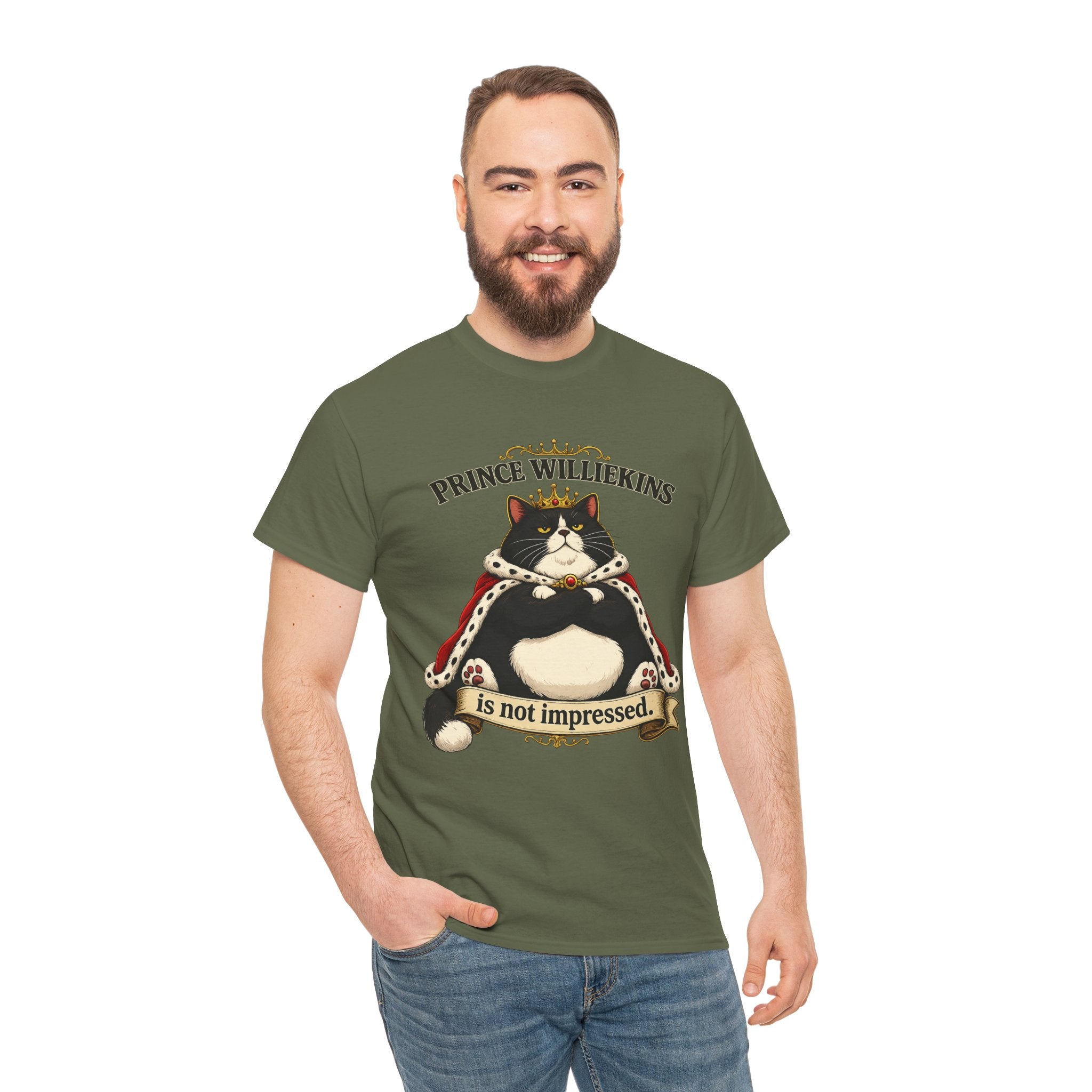 Cat T-Shirt — “Prince Williekins Is Not Impressed” Royal Cat Graphic Tee