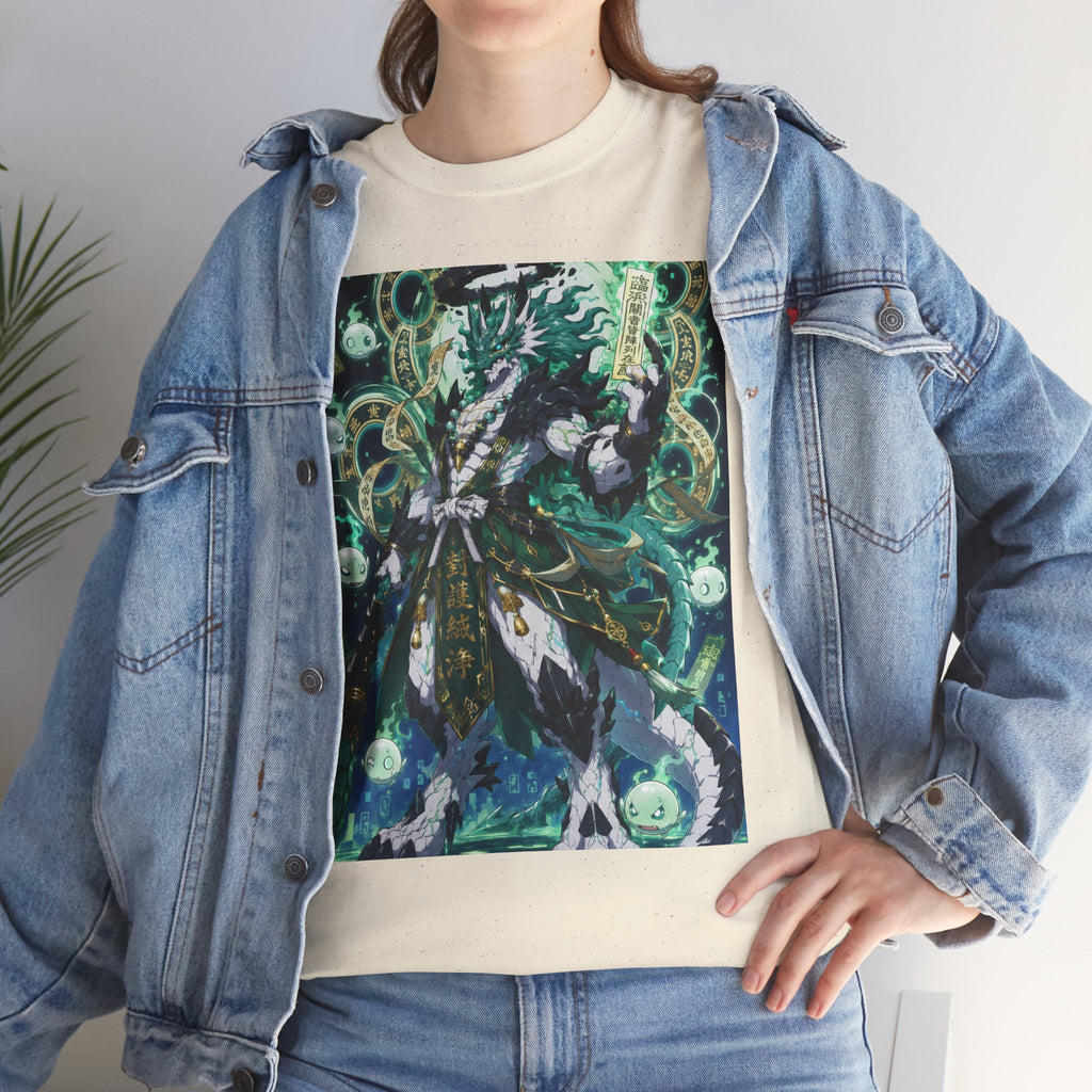 Mystic Forest Sorcerer T-Shirt | Fantasy Mage Illustration, Green Aura
