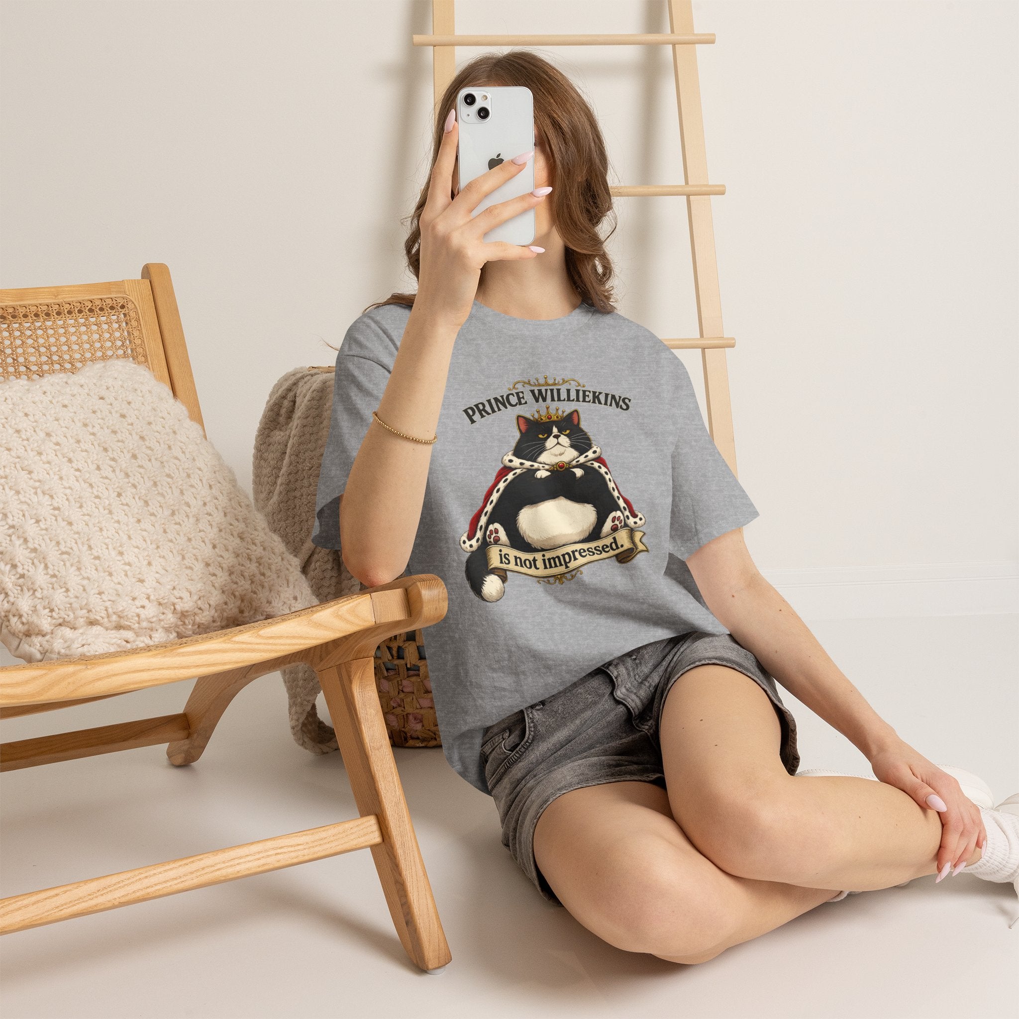 Cat T-Shirt — “Prince Williekins Is Not Impressed” Royal Cat Graphic Tee