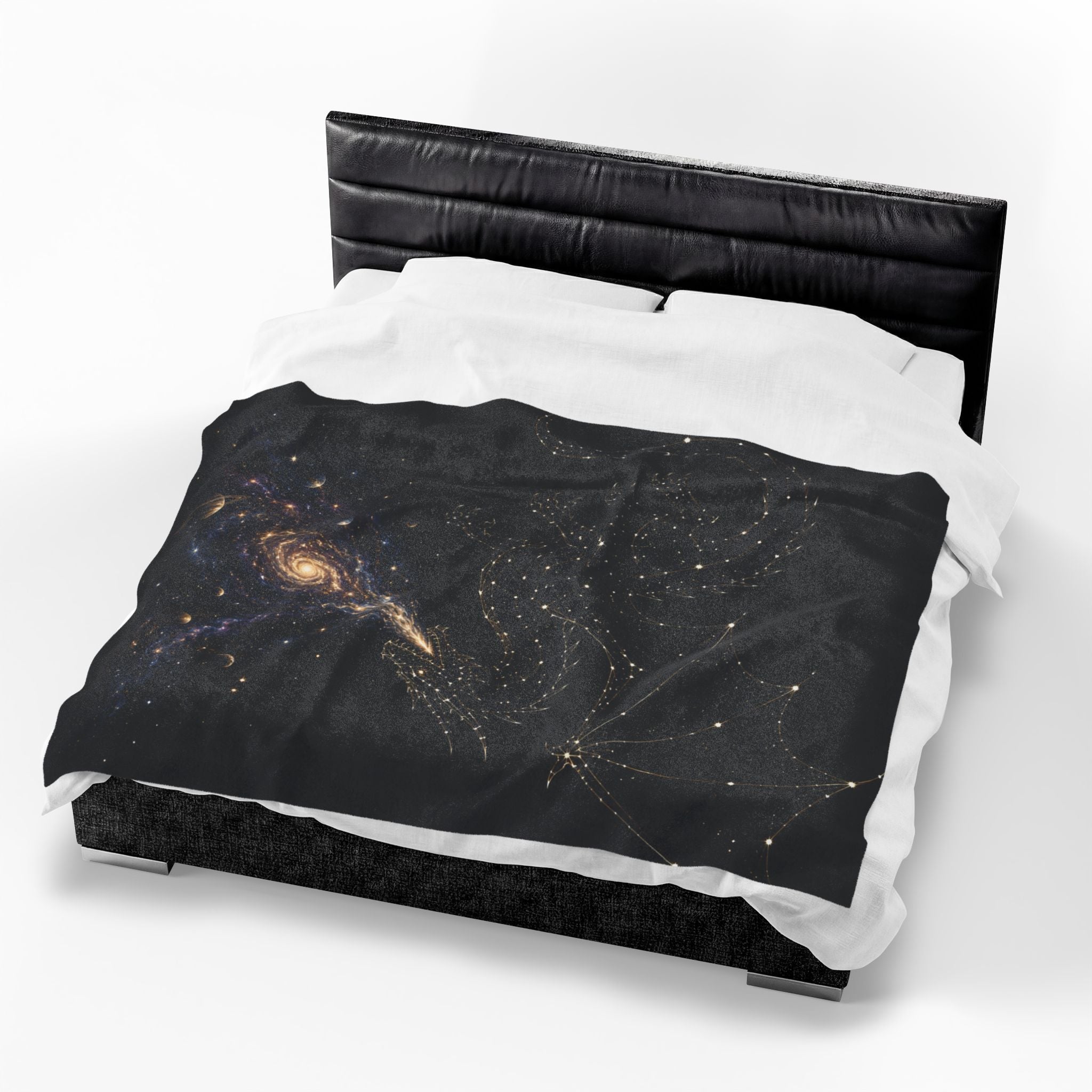 Galaxy Dragon Plush Blanket — Starry Constellation Velveteen Throw