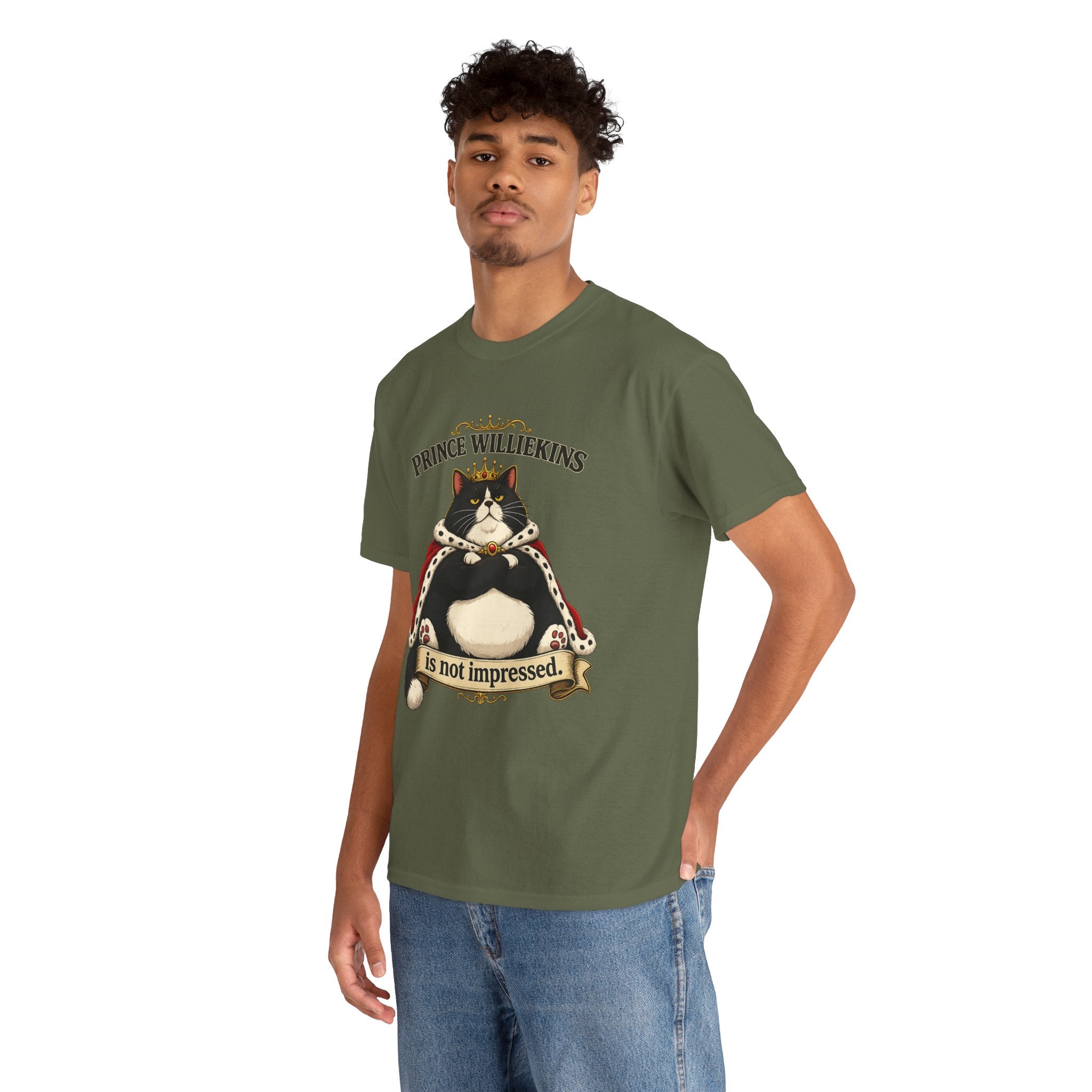 Cat T-Shirt — “Prince Williekins Is Not Impressed” Royal Cat Graphic Tee