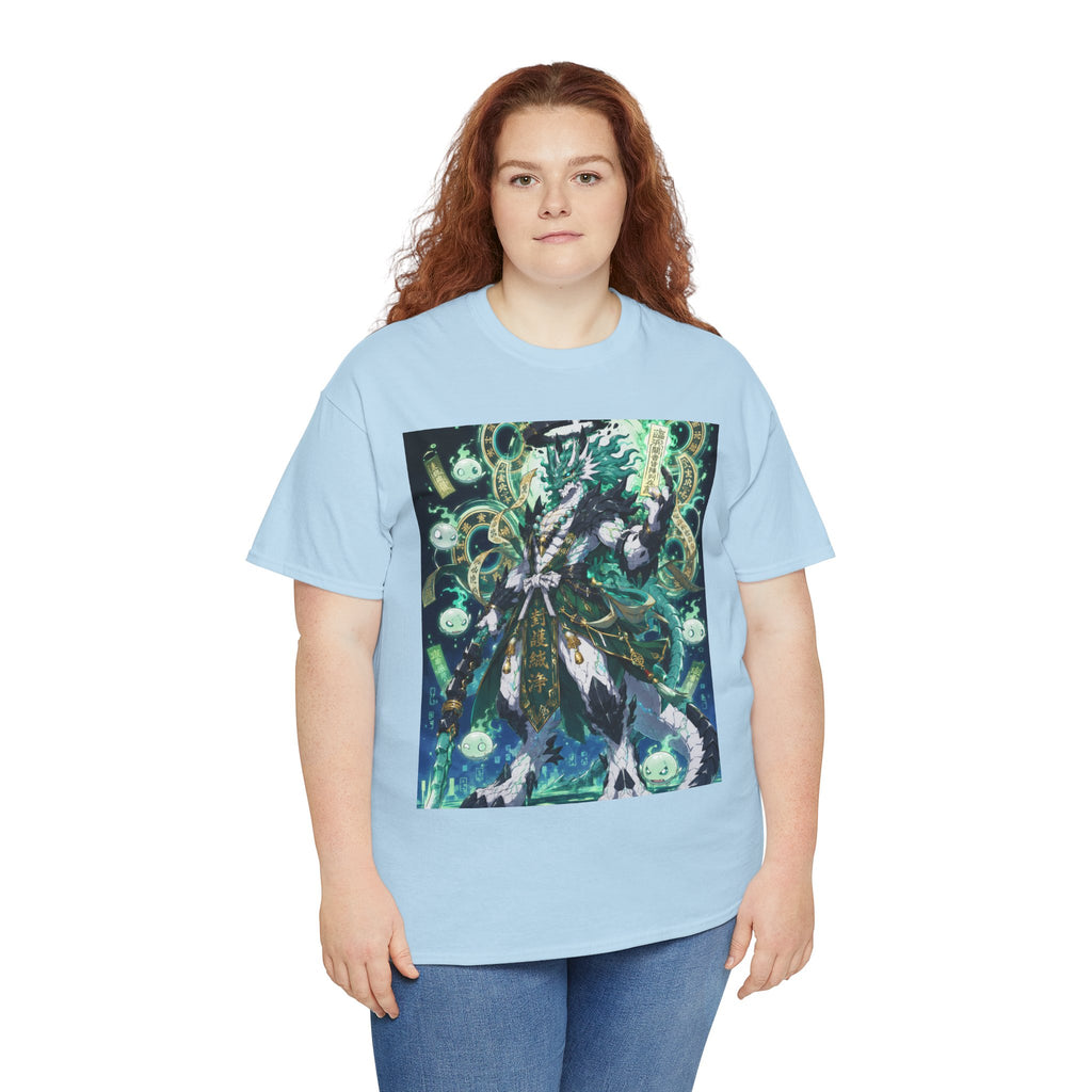 Mystic Forest Sorcerer T-Shirt | Fantasy Mage Illustration, Green Aura