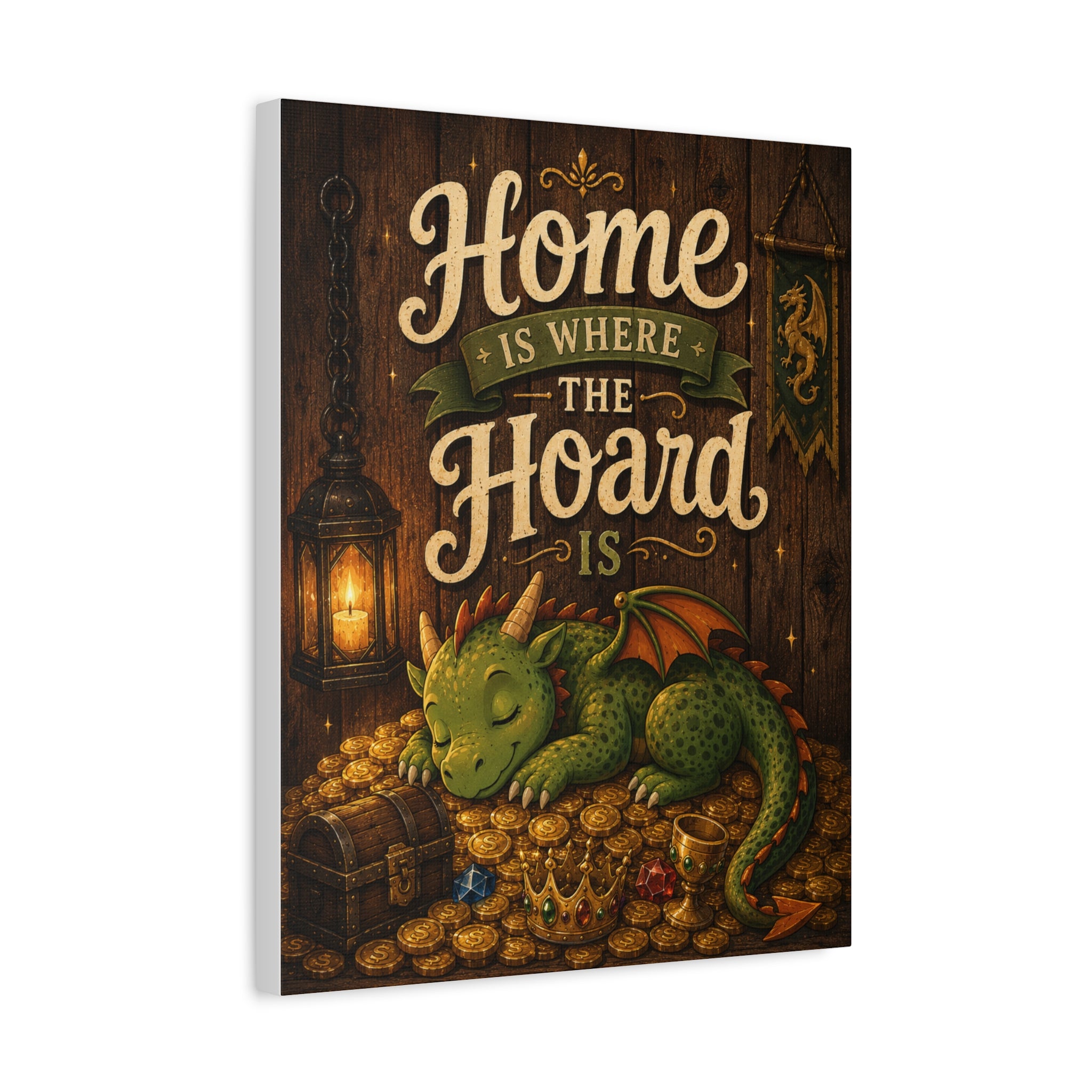 Home Is Where The Hoard Is Dragon Canvas | Matte Stretched Wall Art