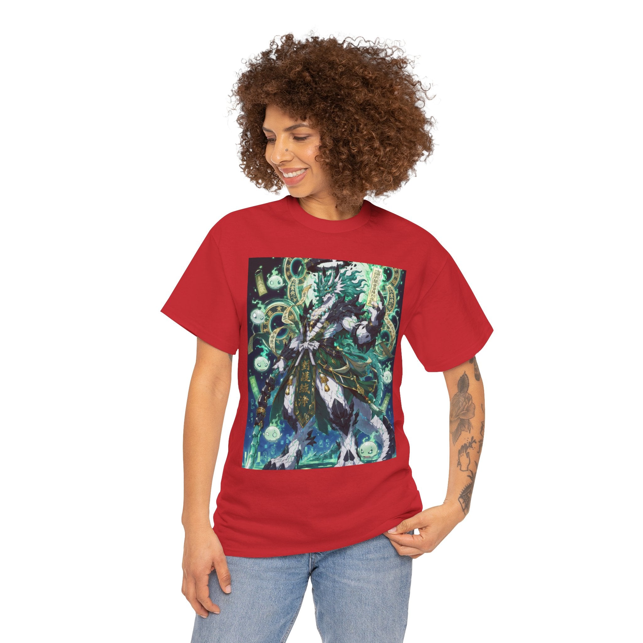 Mystic Forest Sorcerer T-Shirt | Fantasy Mage Illustration, Green Aura