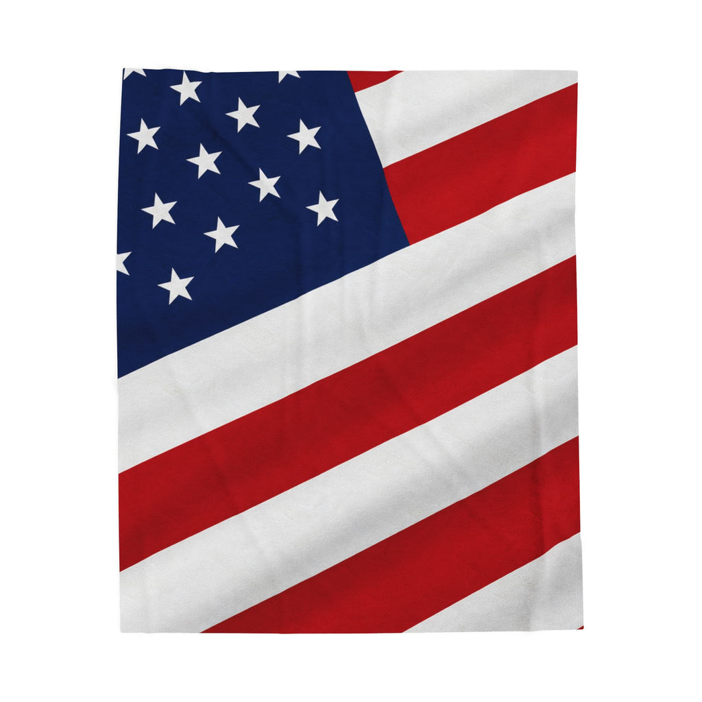 American Flag Velveteen Plush Blanket | USA Stars Stripes Throw