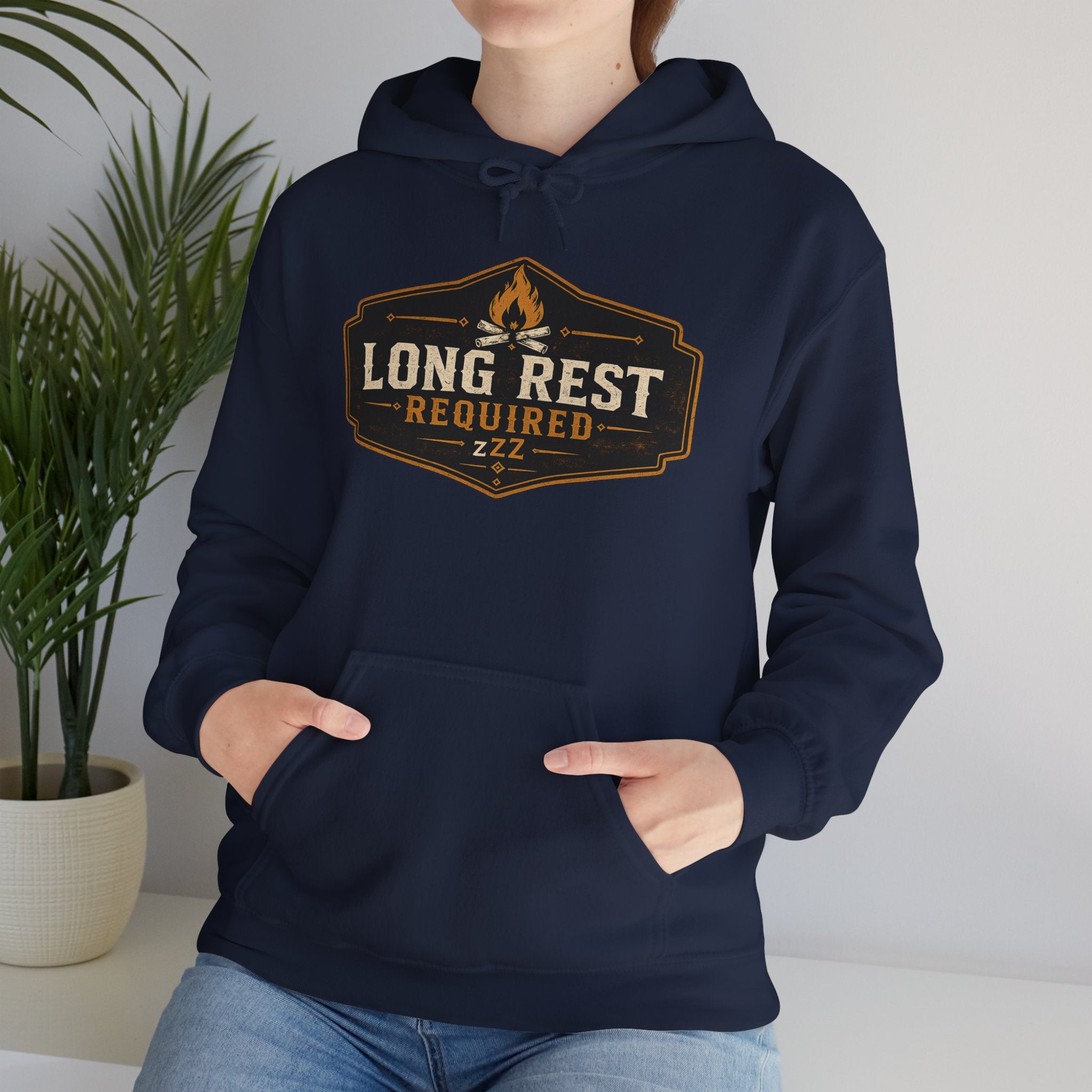 Long Rest Required Hoodie — Camping Campfire Graphic Pullover