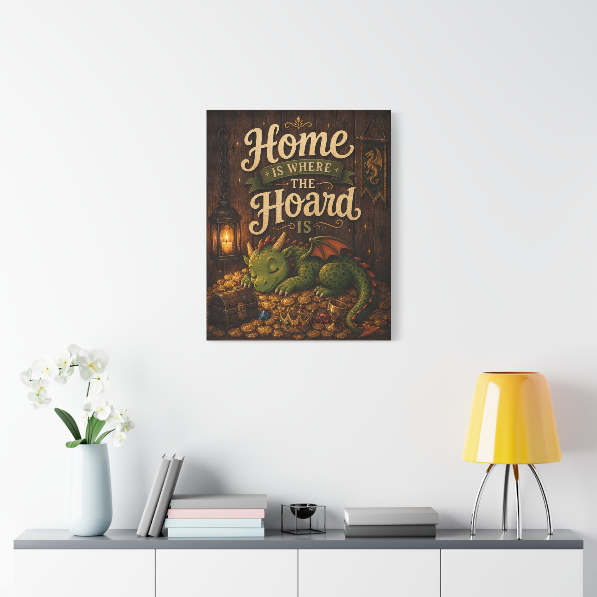 Home Is Where The Hoard Is Dragon Canvas | Matte Stretched Wall Art