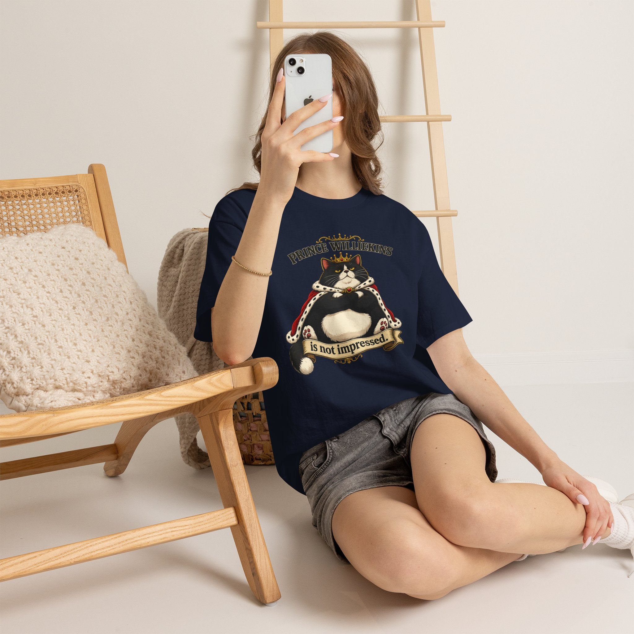 Cat T-Shirt — “Prince Williekins Is Not Impressed” Royal Cat Graphic Tee